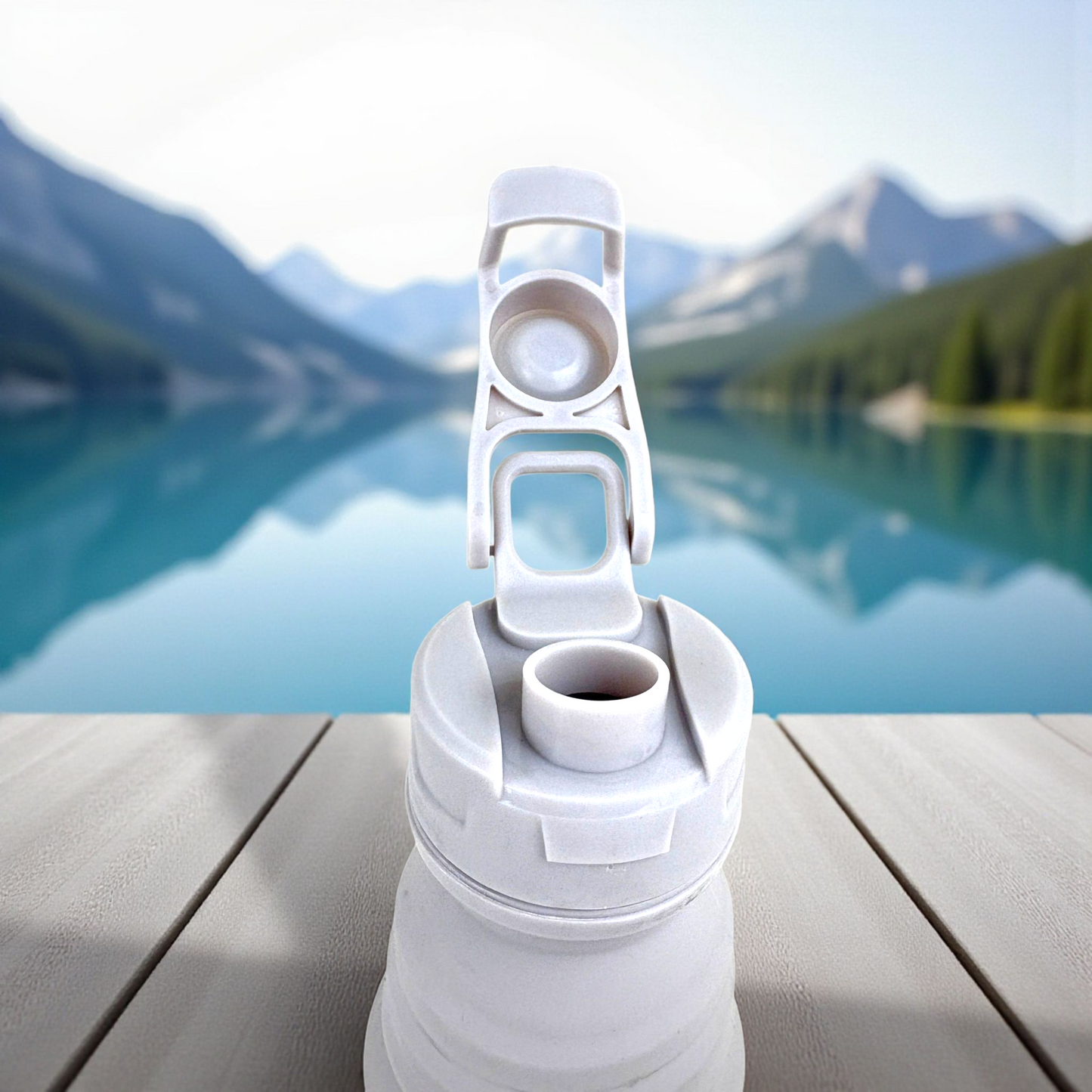 Foldable Silicone Water Bottle – 500ml Collapsible Travel Bottle with Leak-Proof Lid (grey)