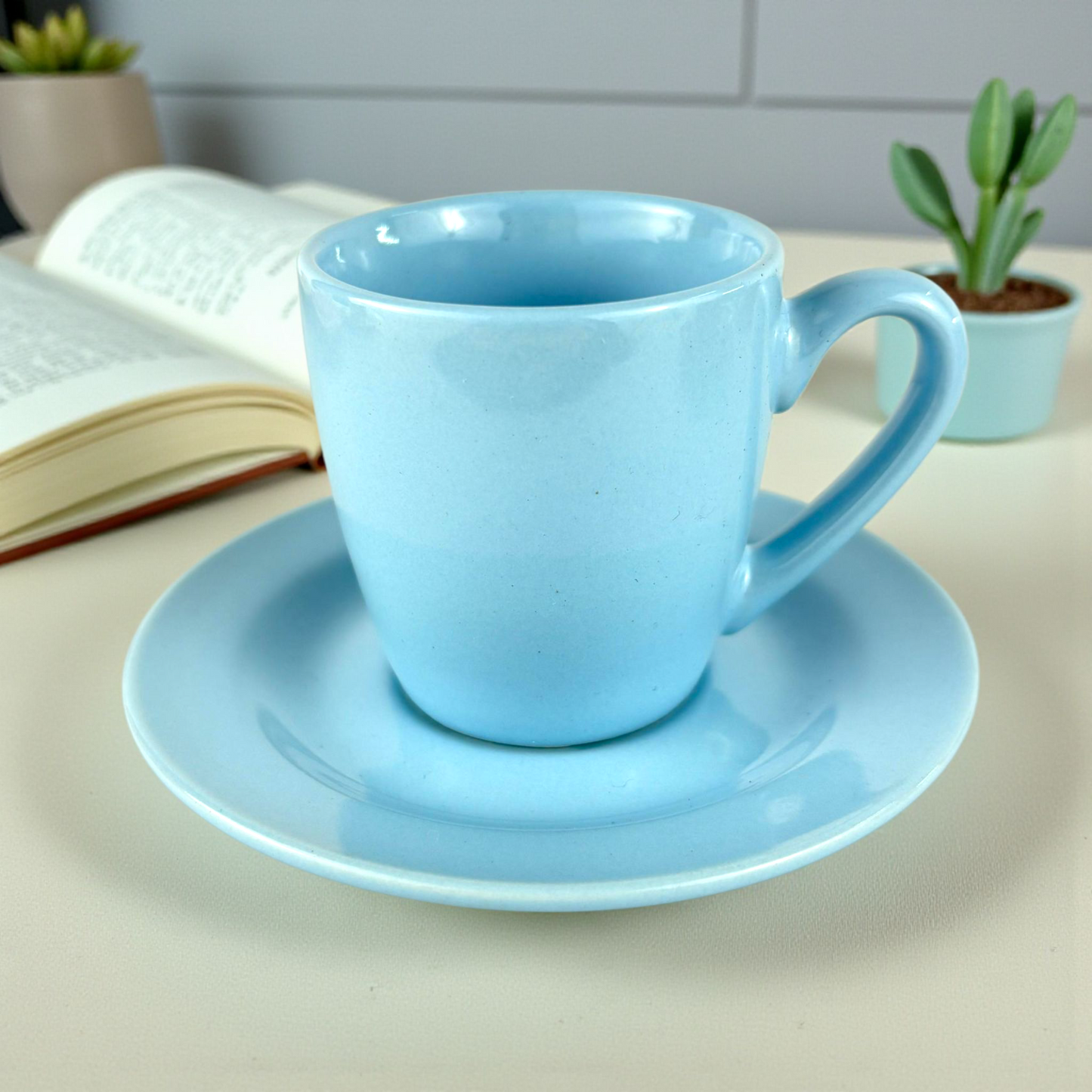6-Piece Colorful Espresso Cup Set with Saucers – Ceramic Coffee Gift Box