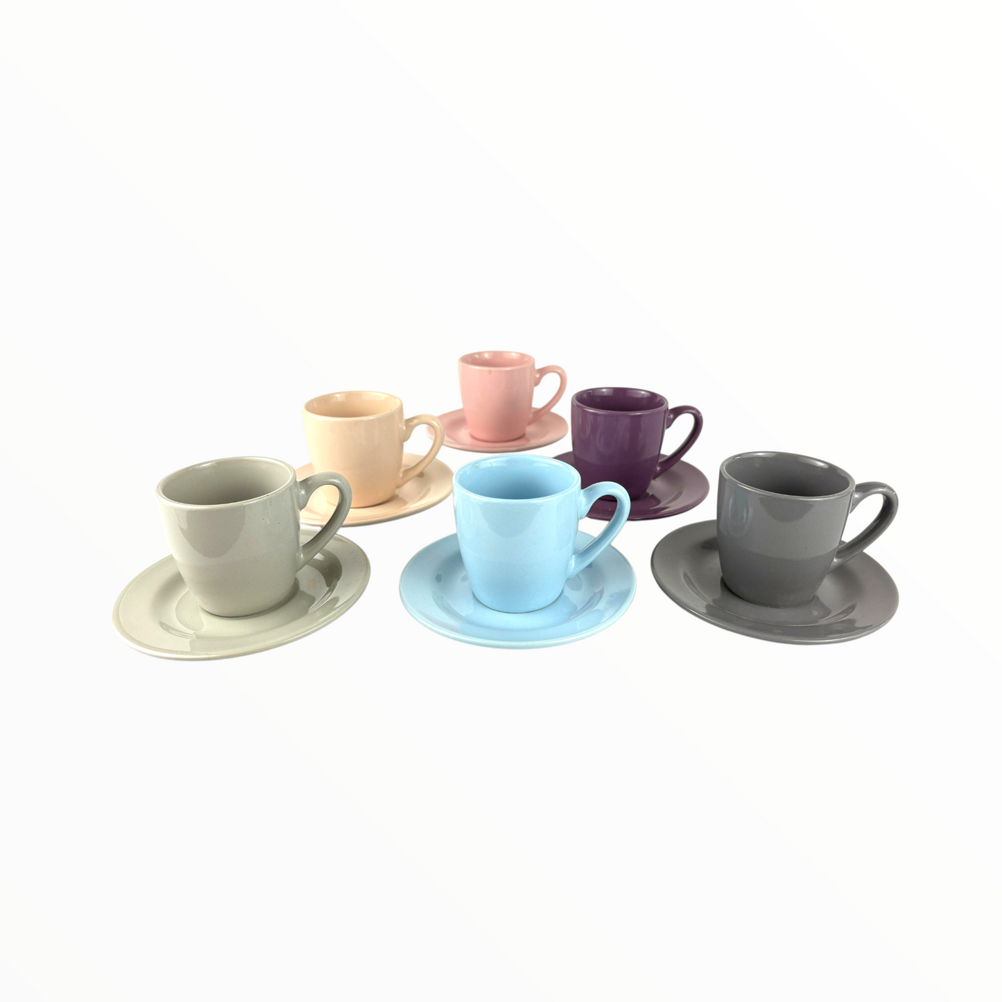 6-Piece Colorful Espresso Cup Set with Saucers – Ceramic Coffee Gift Box