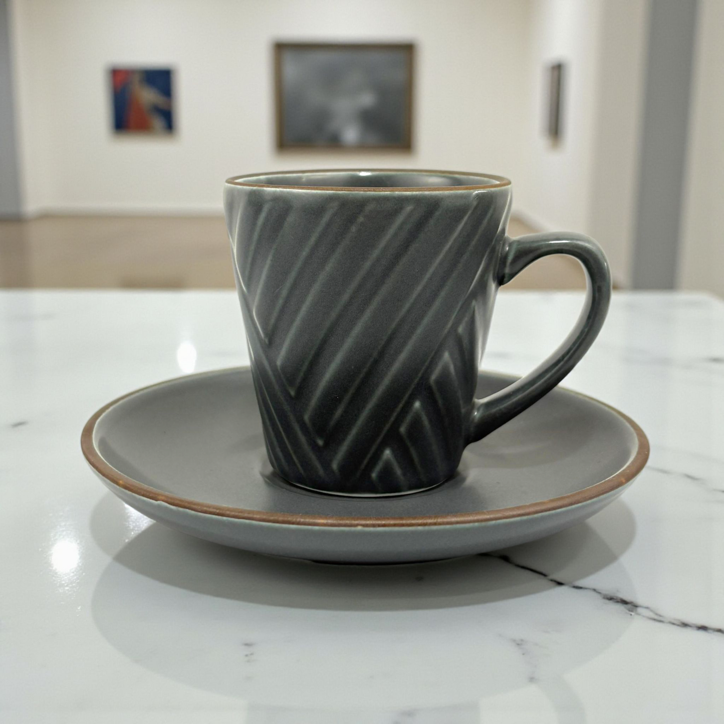 Matte grey Ceramic Espresso Cup & Saucer – Modern Minimalist Coffee Set