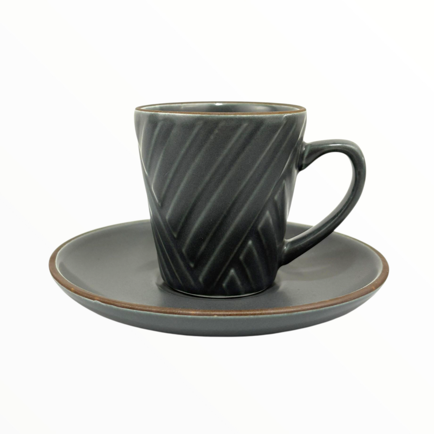 Matte grey Ceramic Espresso Cup & Saucer – Modern Minimalist Coffee Set