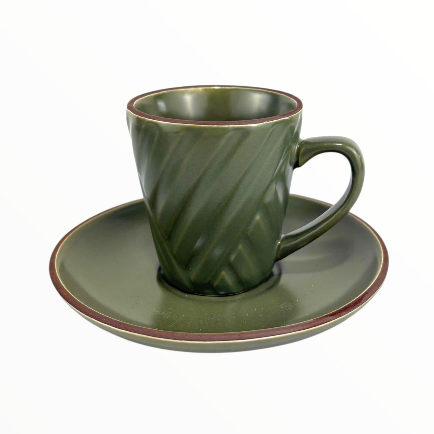 Matte Green Ceramic Espresso Cup & Saucer – Modern Minimalist Coffee Set 12pcs