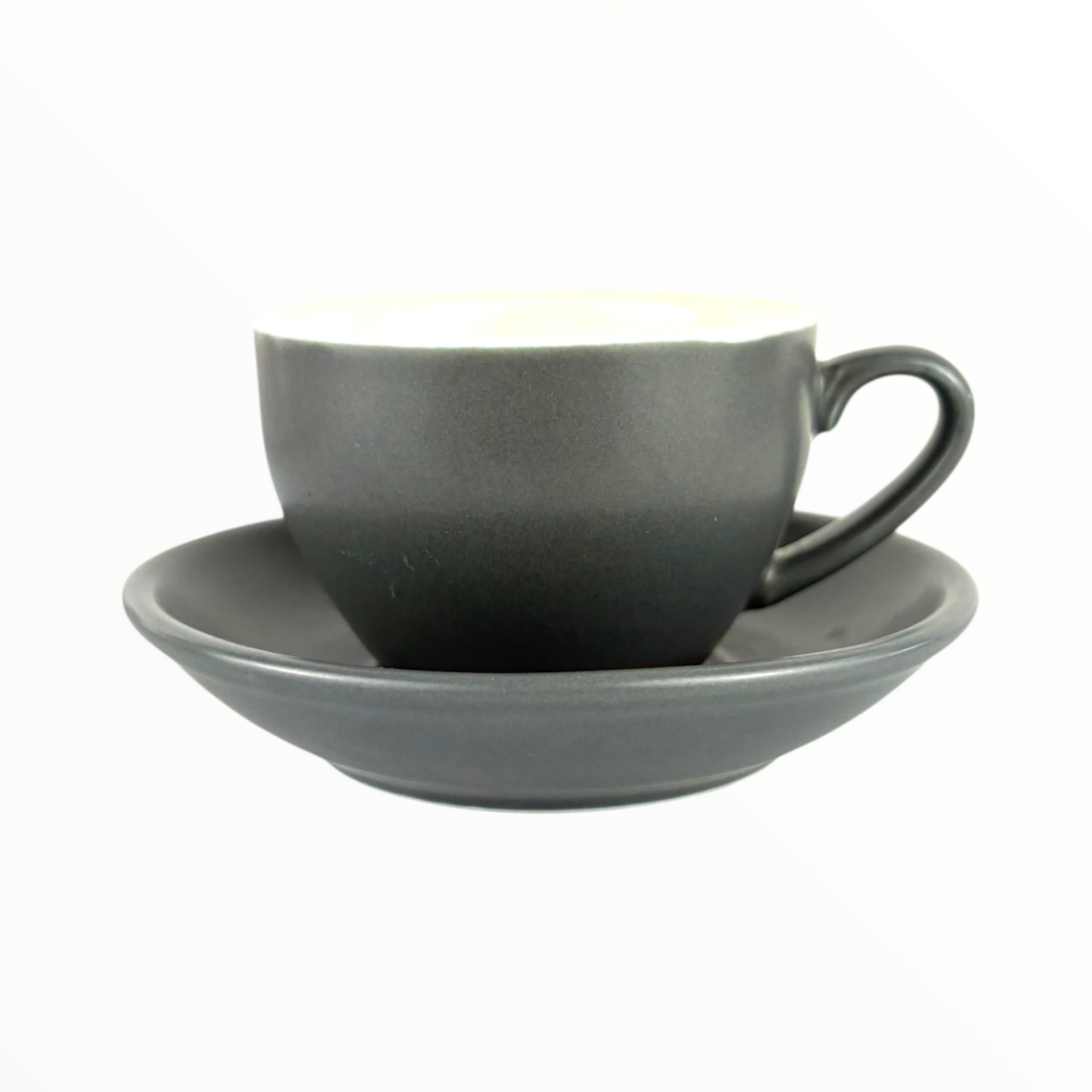 Matte Black Ceramic Cappuccino Cup & Saucer – Modern Coffee Set 12pcs