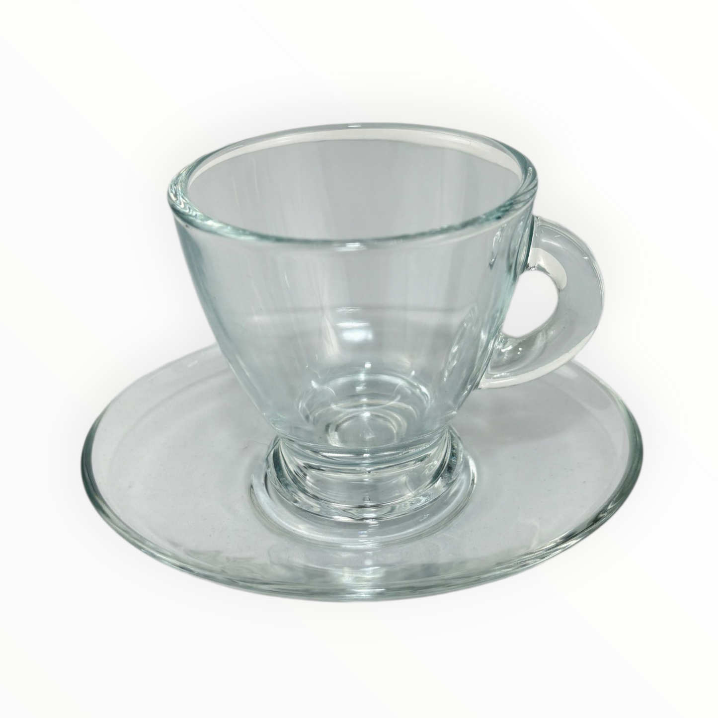 Clear Glass Espresso Cup with Saucer – Transparent Modern Coffee Set 6pcs