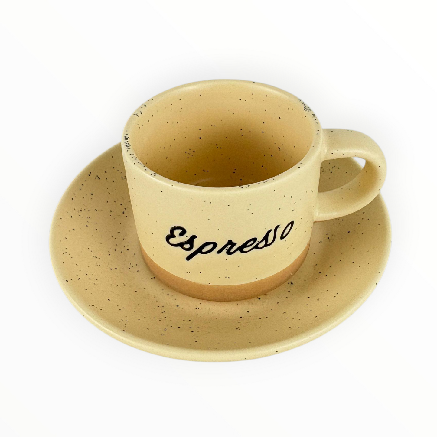 Beige Ceramic Espresso Cup with Saucer – Minimalist “Espresso” Design Set 12pcs