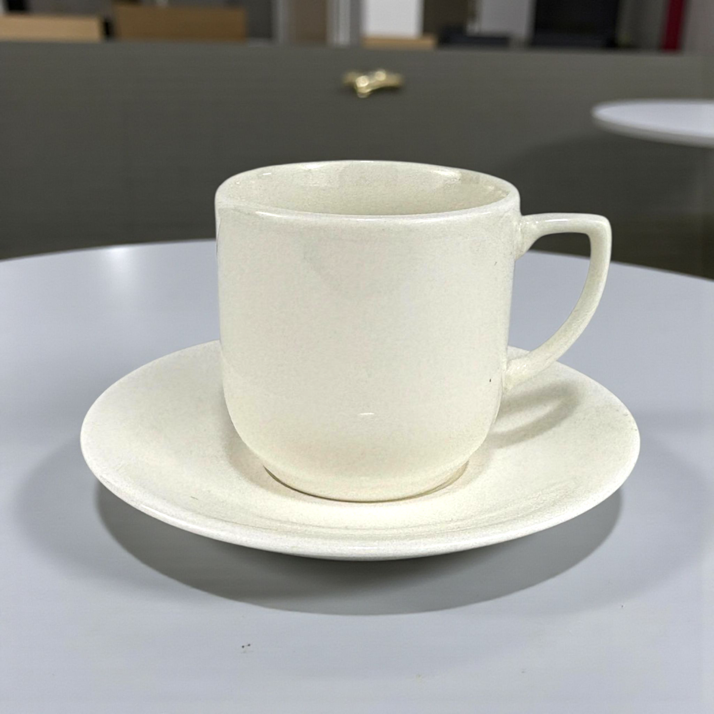 Classic White Porcelain Coffee Cup with Saucer – Minimalist Espresso Set 12pcs