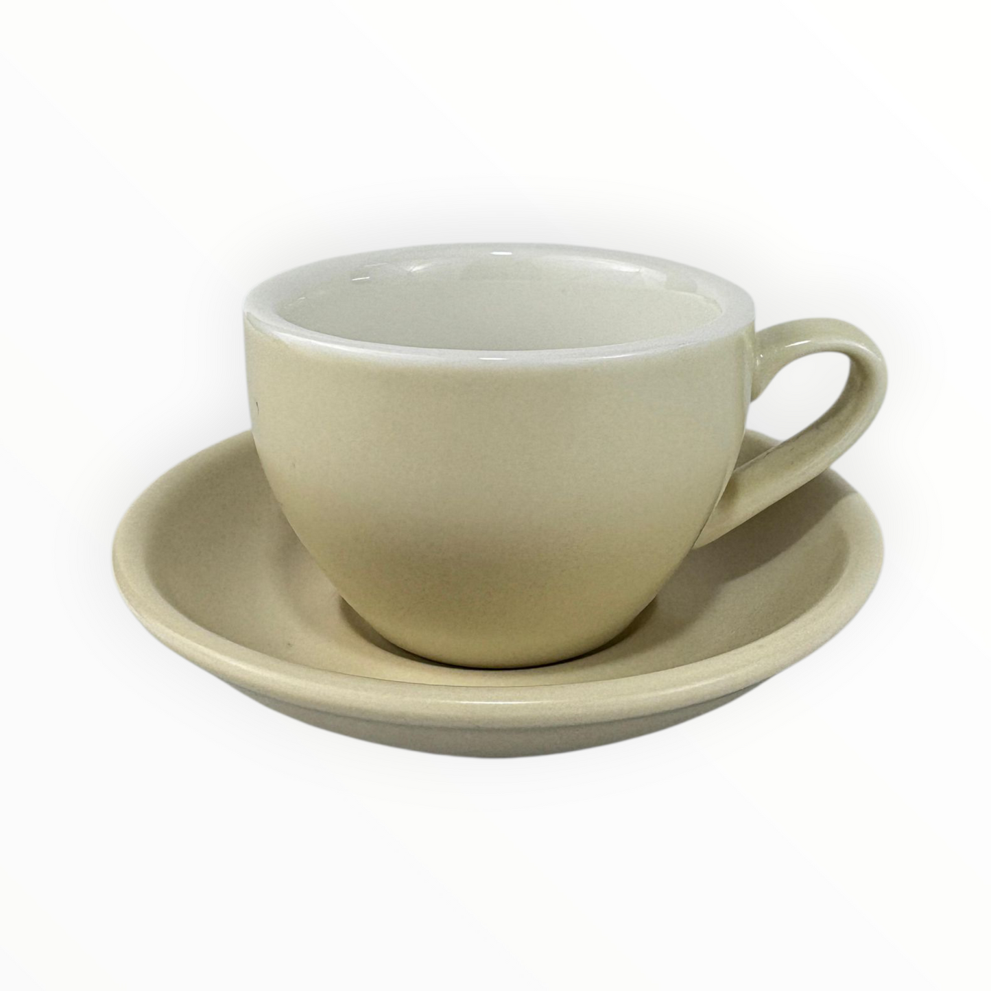 Matte Beige Porcelain Coffee Cup with Saucer – Minimalist Stoneware Set 12pcs