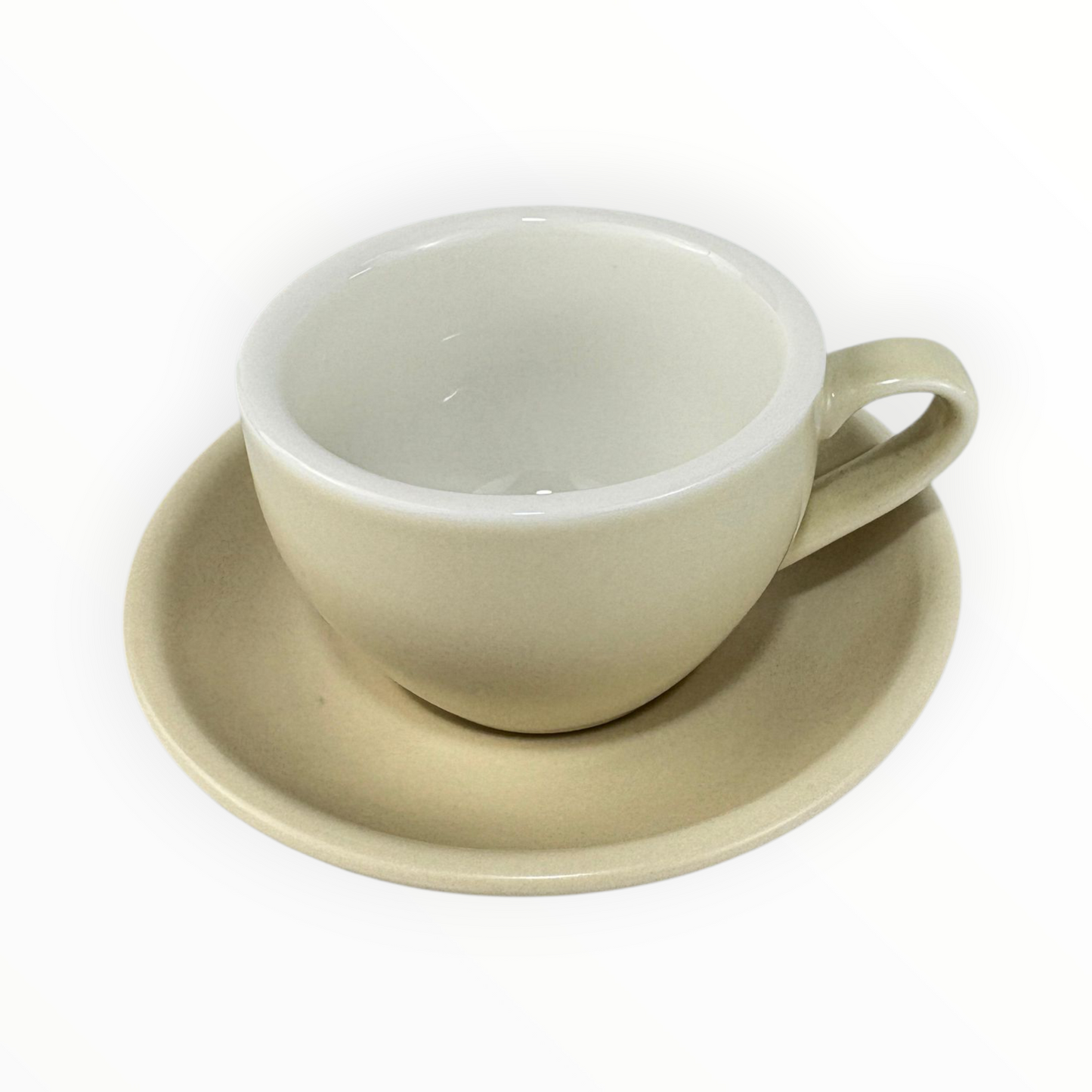 Matte Beige Porcelain Coffee Cup with Saucer – Minimalist Stoneware Set 12pcs