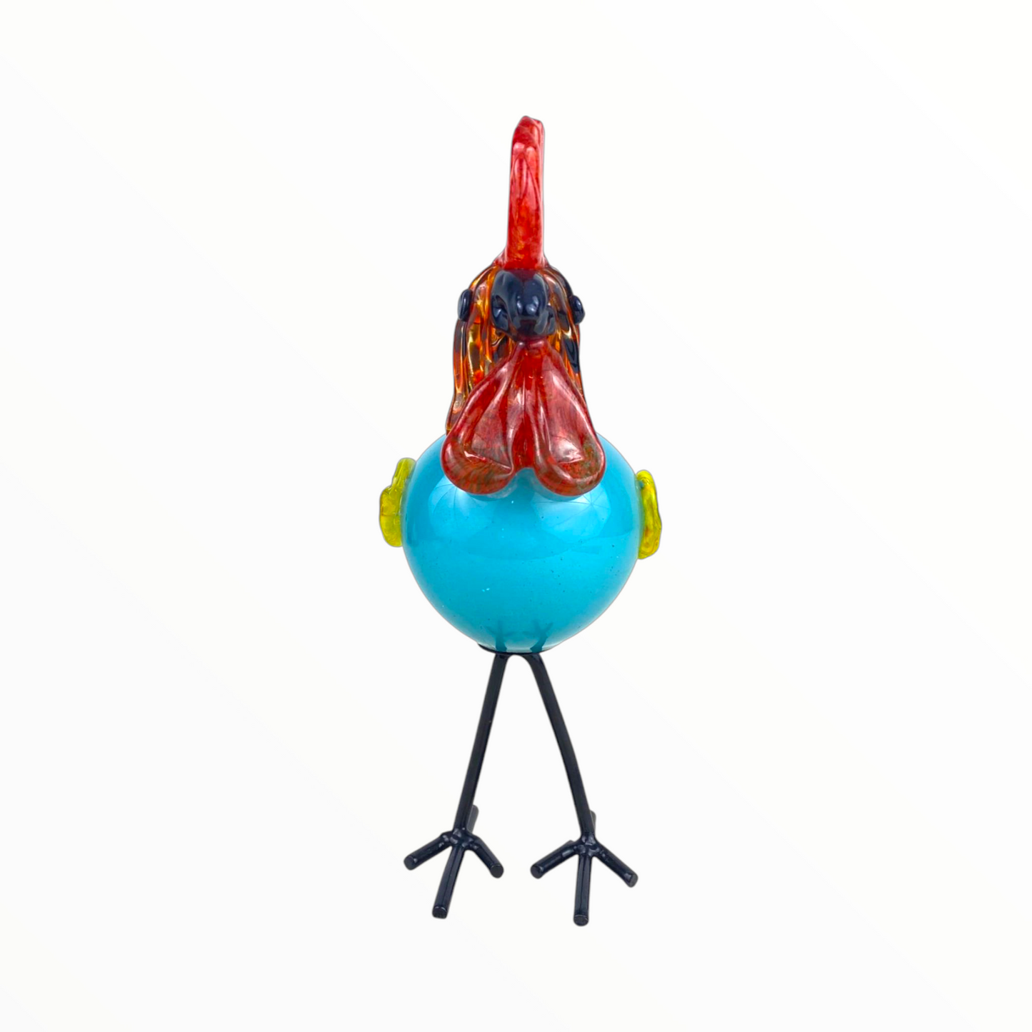 Blue Glass Rooster Figurine – Handcrafted Decorative Art for Home or Garden