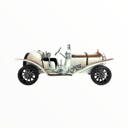 Vintage White Classic Metal Car Model – Retro Home & Office Decorative Piece