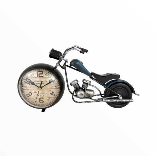 Vintage blue Motorcycle Table Clock – Retro Metal Home Décor