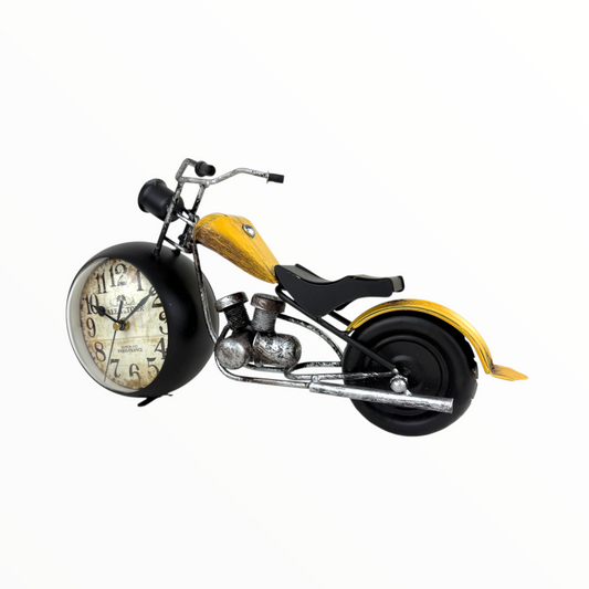 Vintage Motorcycle Table Clock – Retro Metal Home & Office Decor