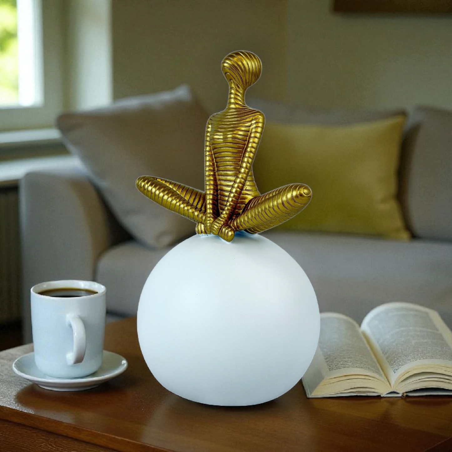 Golden Serenity Figurine – Modern Yoga Home Decor