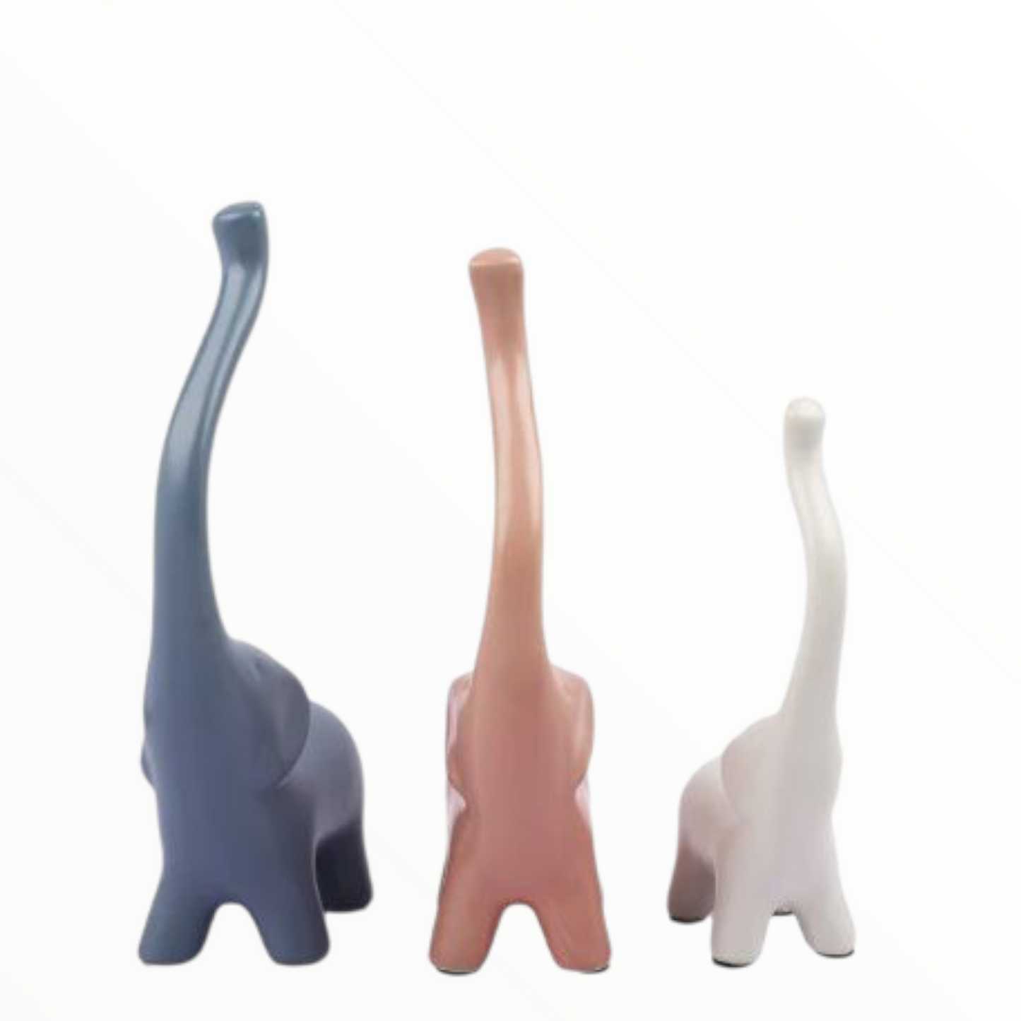 Minimalist Elephant Figurine Set – Modern Pastel Home Decor (3 Pieces)
