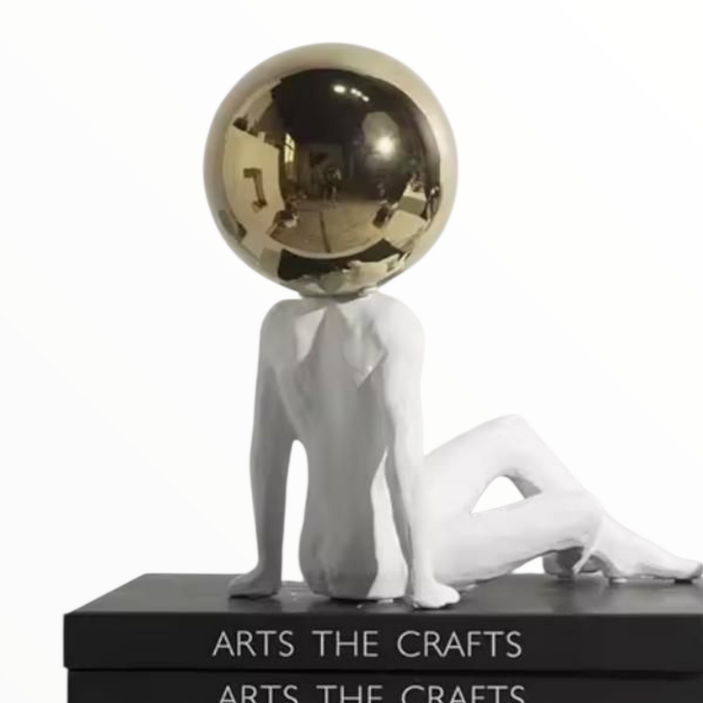 Modern Abstract Sitting Figure with Golden Sphere – Minimalist Home Decor