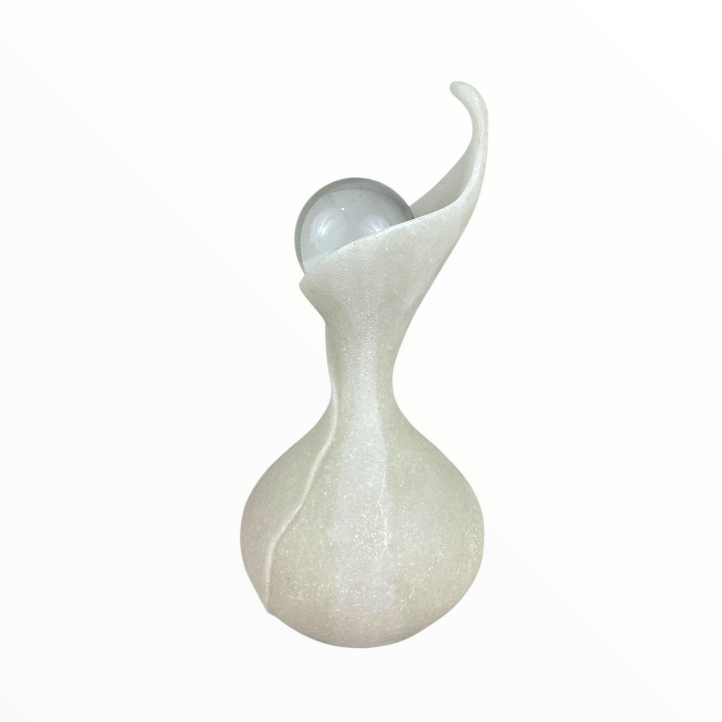 Abstract Crystal Orb Sculpture | Modern White Home Decor