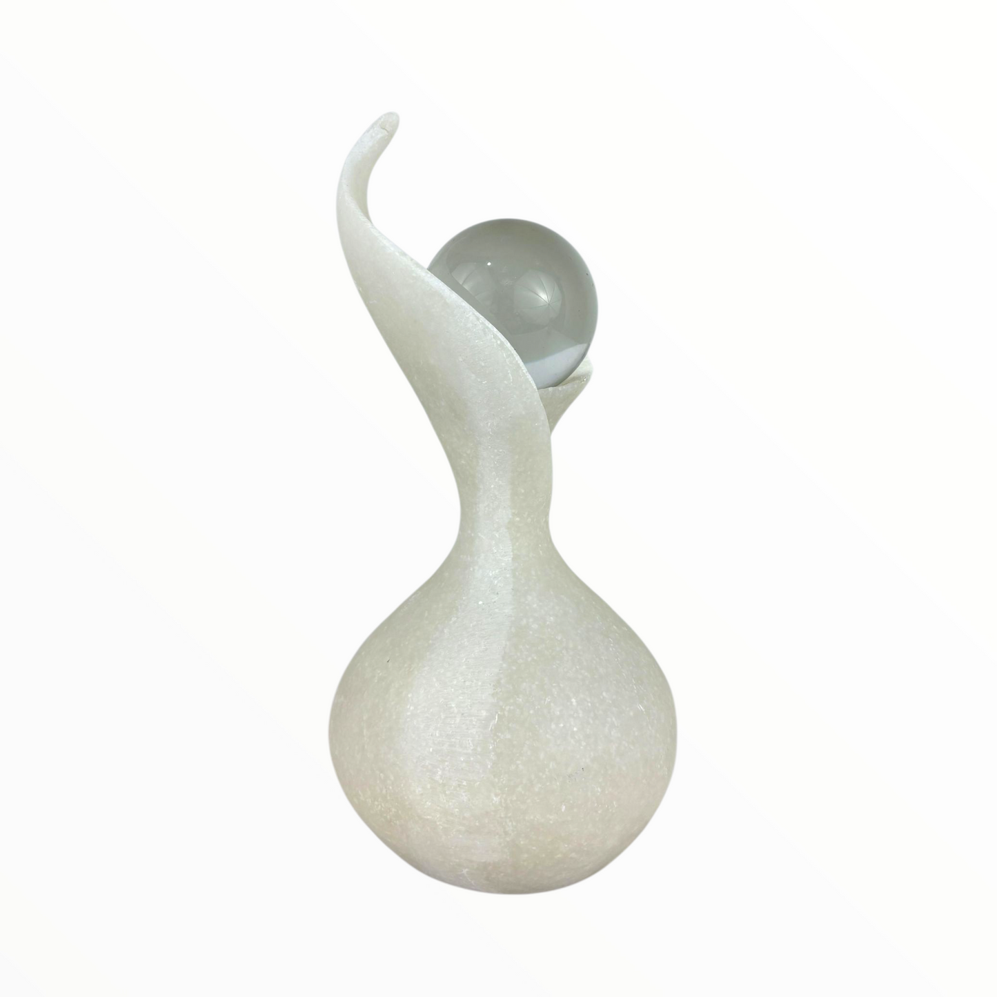 Abstract Crystal Orb Sculpture | Modern White Home Decor