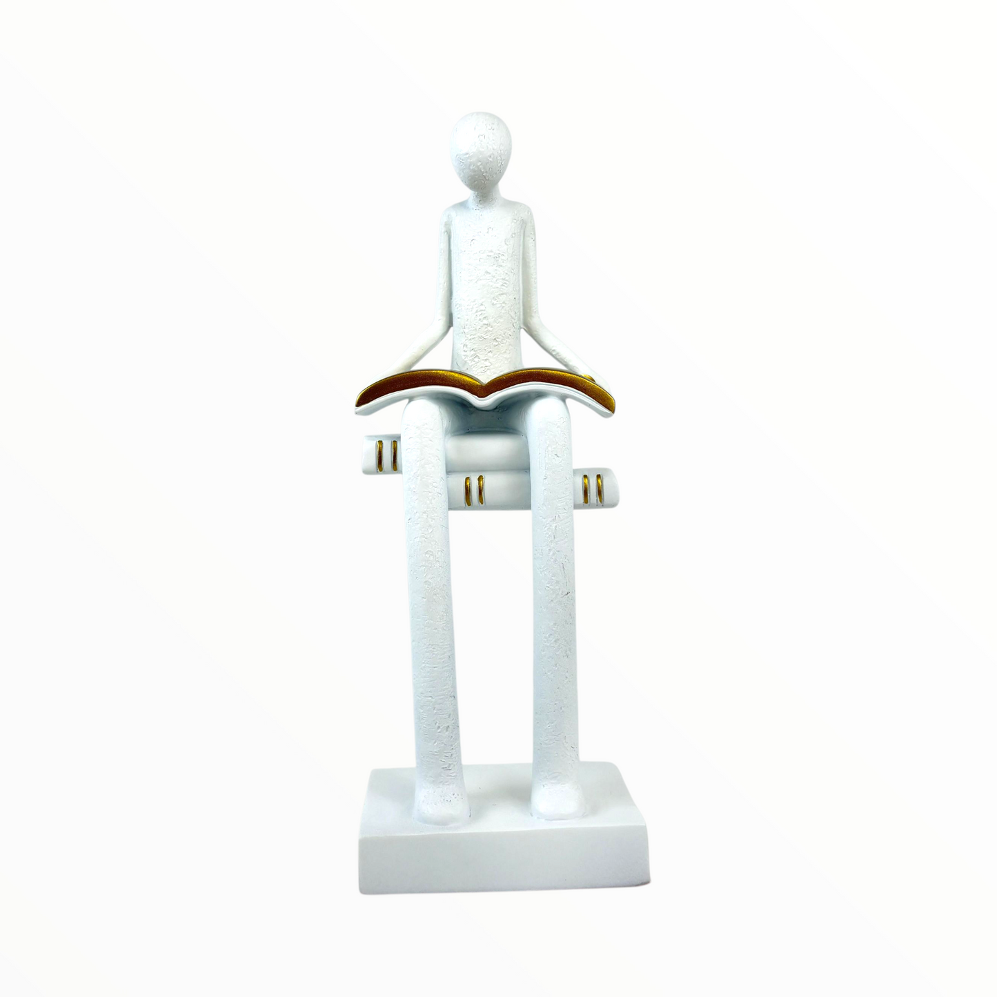 Reading Figurine Decor | Minimalist White Book Lover Sculpture