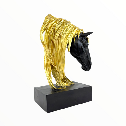 Golden Mane Horse Sculpture | Luxury Home Decor