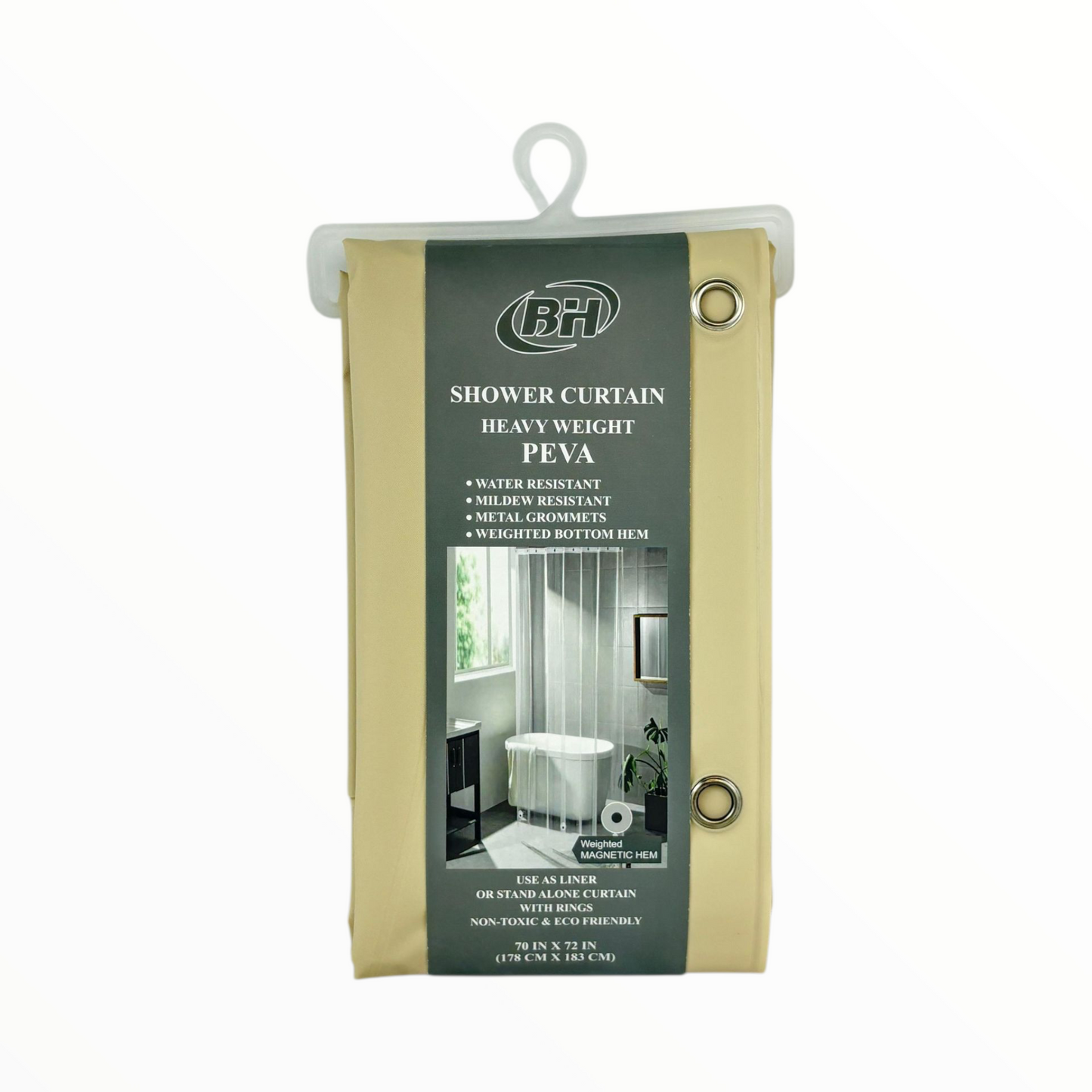 Heavy Duty PEVA Shower Curtain | Waterproof & Mildew Resistant