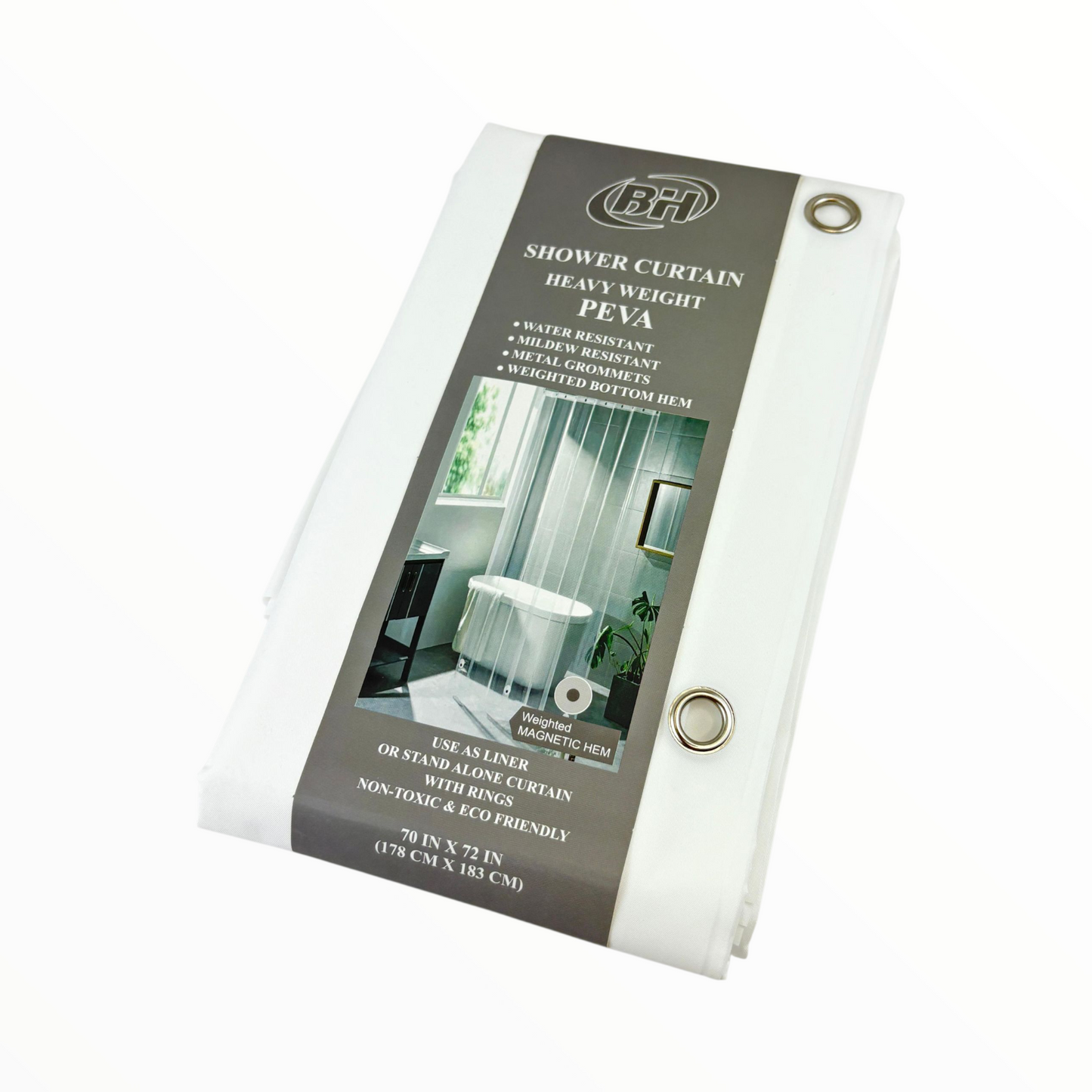 Heavy Duty PEVA Shower Curtain | Waterproof & Mildew Resistant