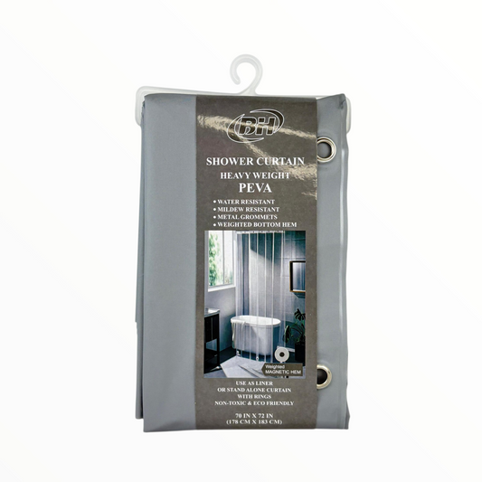 Heavy Duty PEVA Shower Curtain | Waterproof & Mildew Resistant