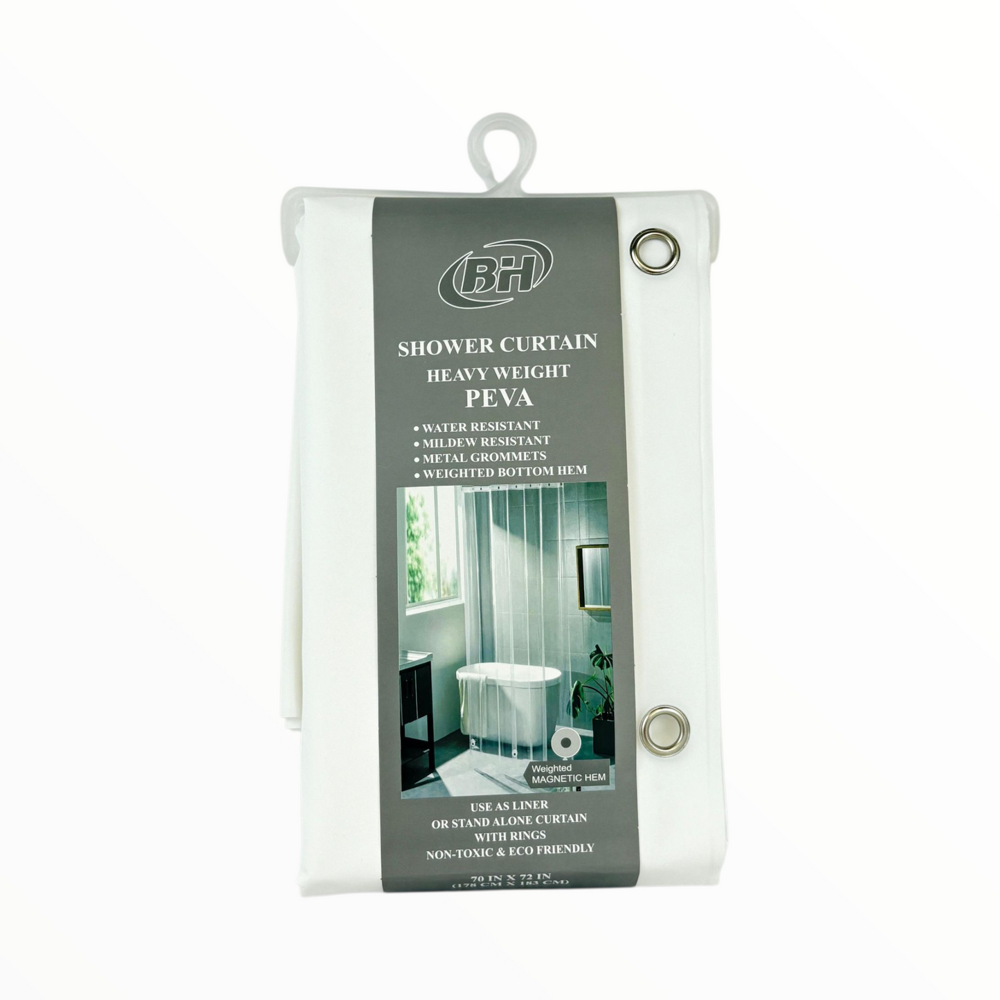 Heavy Duty PEVA Shower Curtain | Waterproof & Mildew Resistant