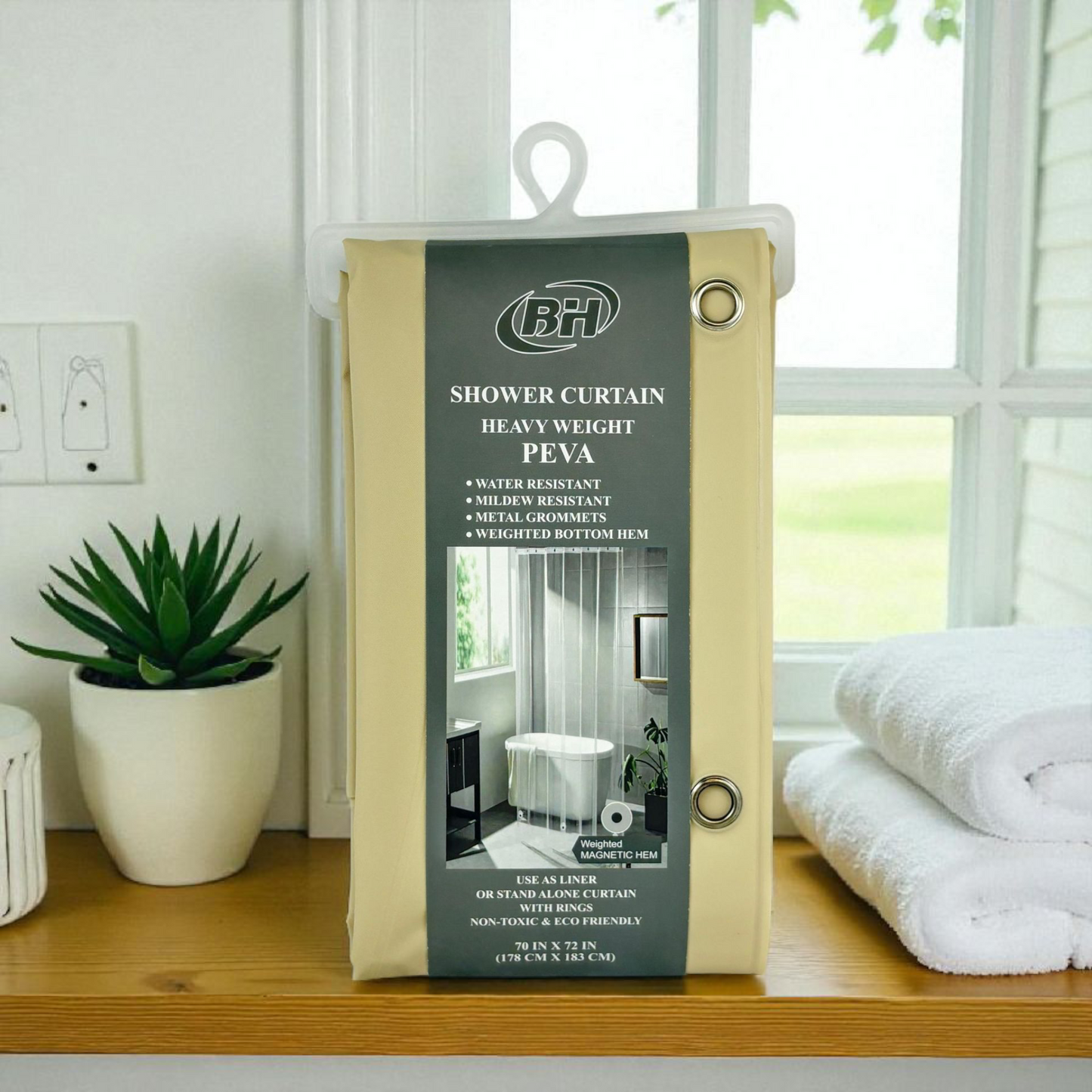 Heavy Duty PEVA Shower Curtain | Waterproof & Mildew Resistant