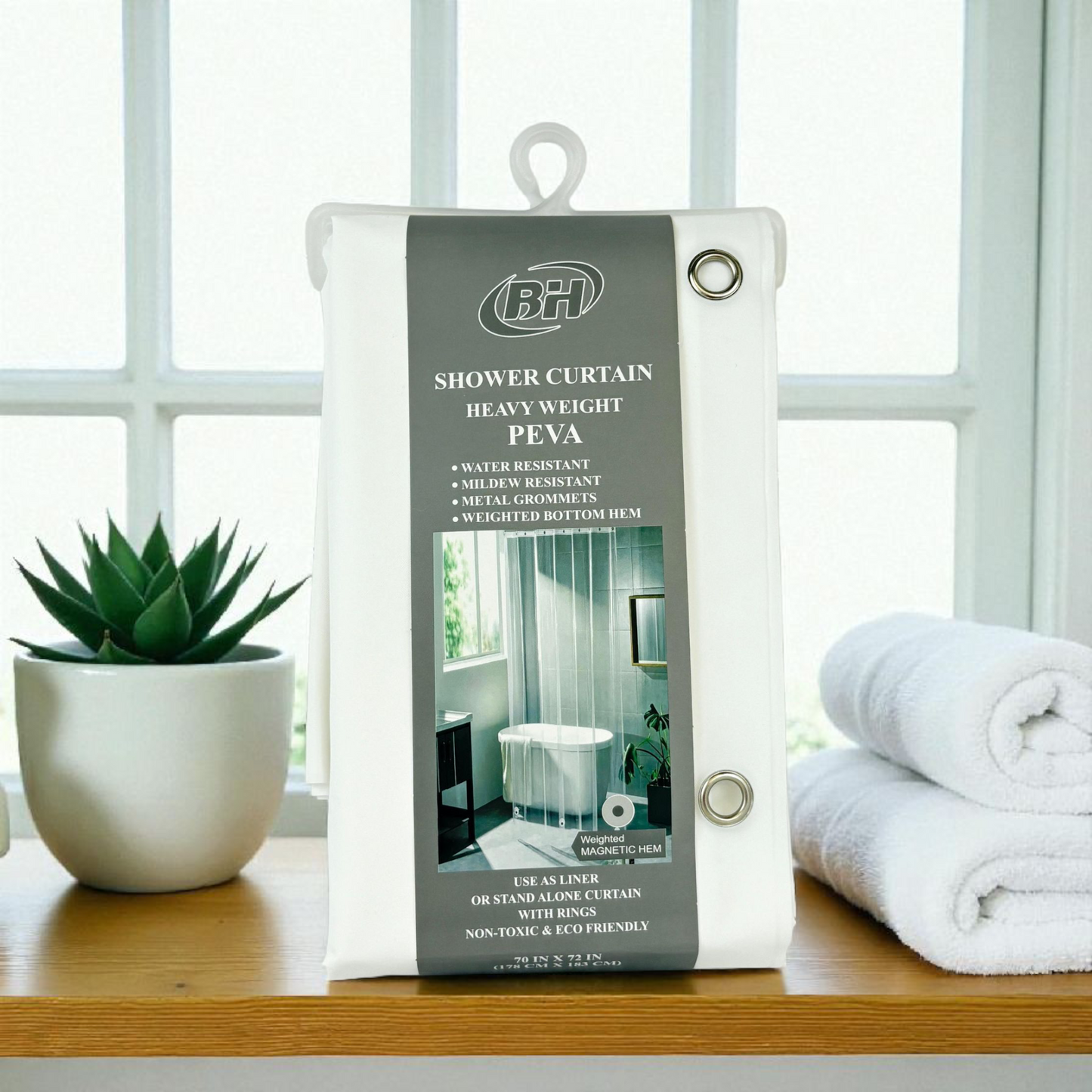 Heavy Duty PEVA Shower Curtain | Waterproof & Mildew Resistant