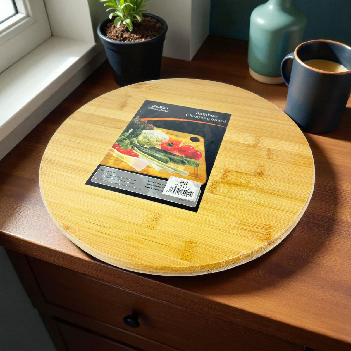 Round Bamboo Chopping Board – Premium Wooden Cutting Board for Kitchen Prep 30cm