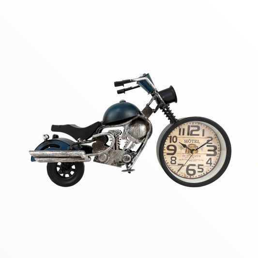 Vintage Motorcycle Desk Clock | Retro Metal Home Decor