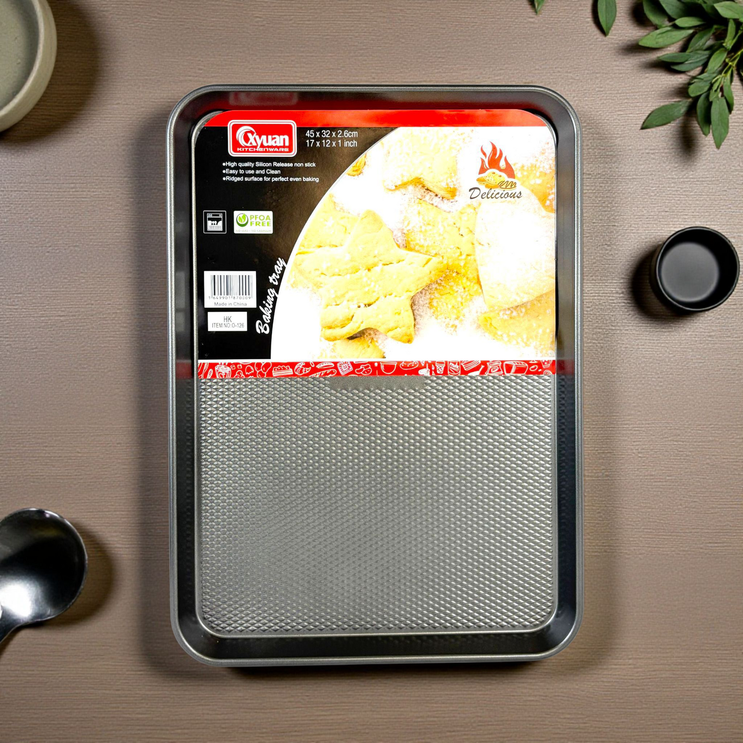 Large Non-Stick Baking Tray 45×31x2.6cm – Heavy Duty Carbon Steel Cookie & Pastry Sheet