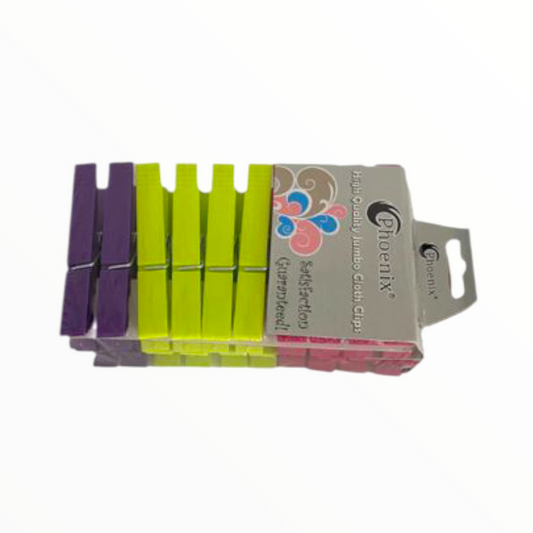 Phoenix Jumbo Cloth Clips – Strong Heavy-Duty Laundry Pegs (Colorful Pack)