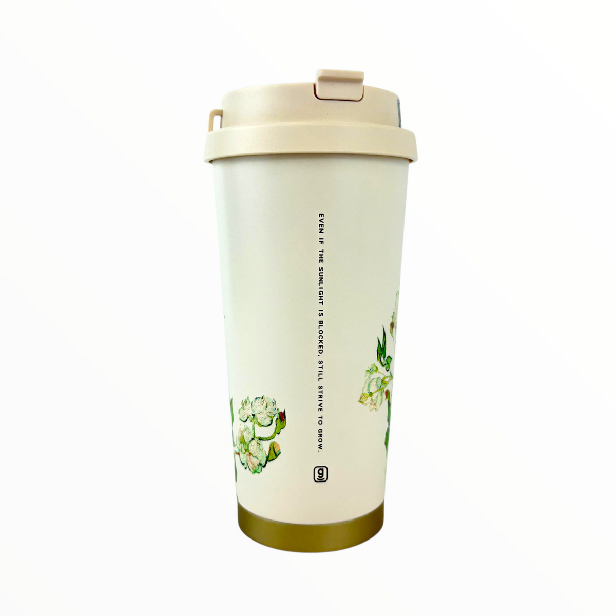 White Rose Floral Travel Tumbler – Double-Wall Insulated Coffee Cup with Leak-Proof Lid