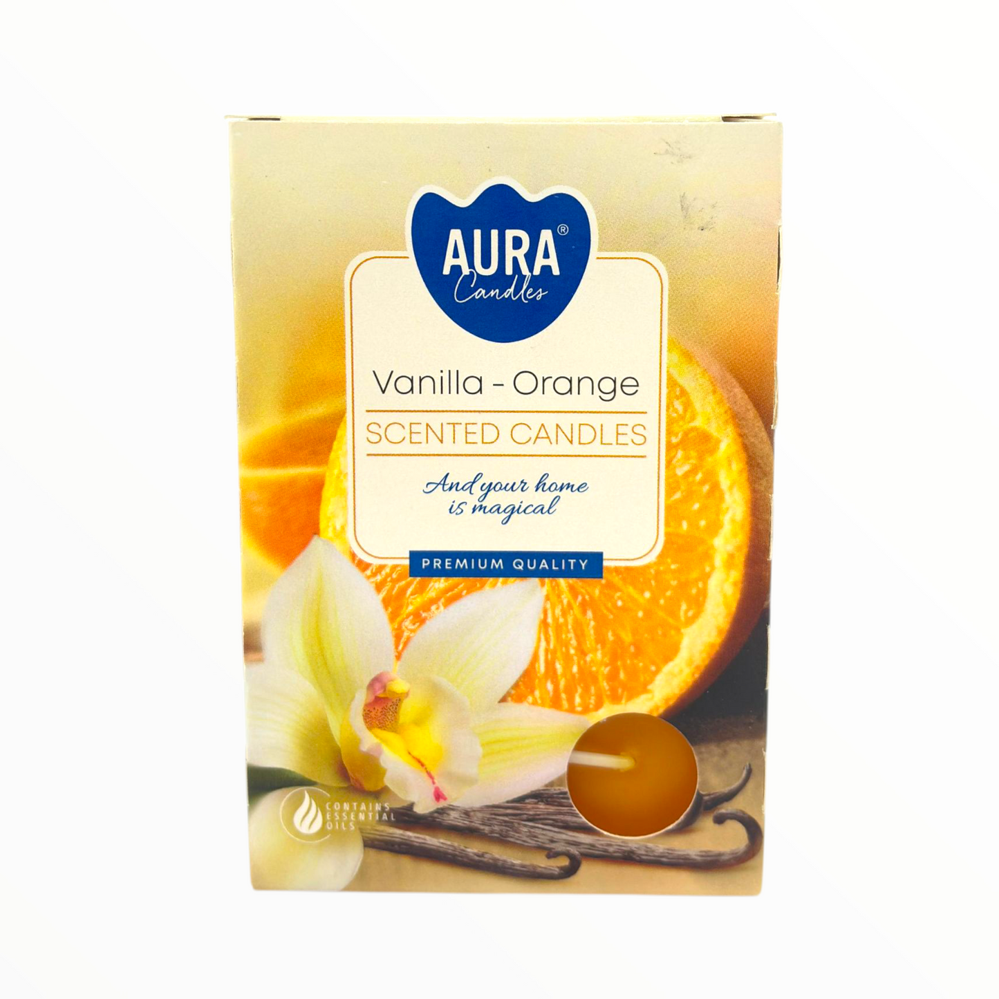 Vanilla–Orange Scented Candles – Premium Essential Oil Aromatherapy Candles 6 pcs