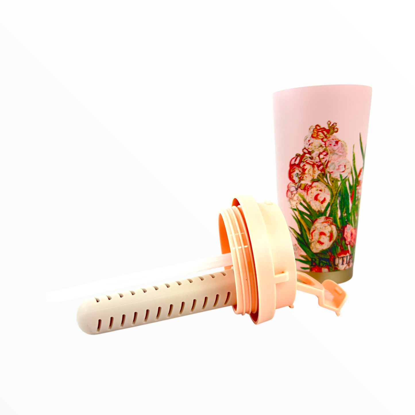 Floral Travel Tumbler – Double-Wall Insulated Coffee Cup with Leak-Proof Lid (Pink Design)