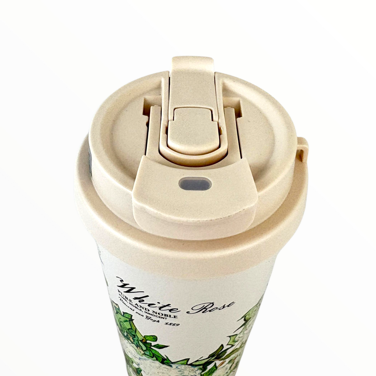 White Rose Floral Travel Tumbler – Double-Wall Insulated Coffee Cup with Leak-Proof Lid