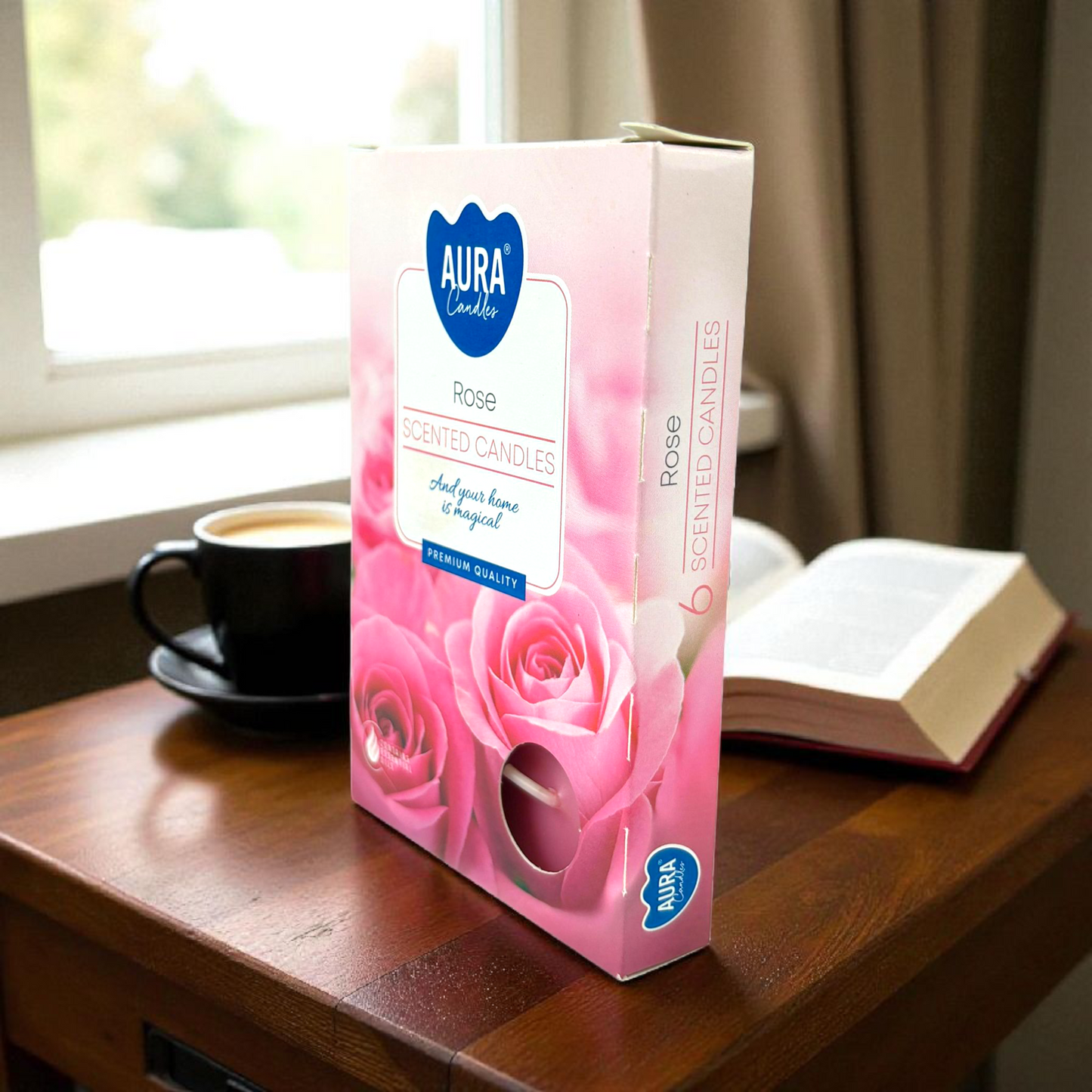 Aura Rose Scented Candles – Premium Aromatherapy Candles with Essential Oils 6pcs