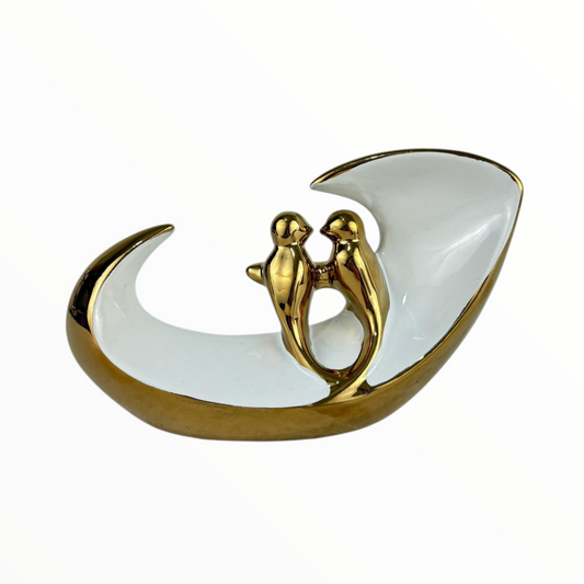 Romantic couple in crescent moon white and gold