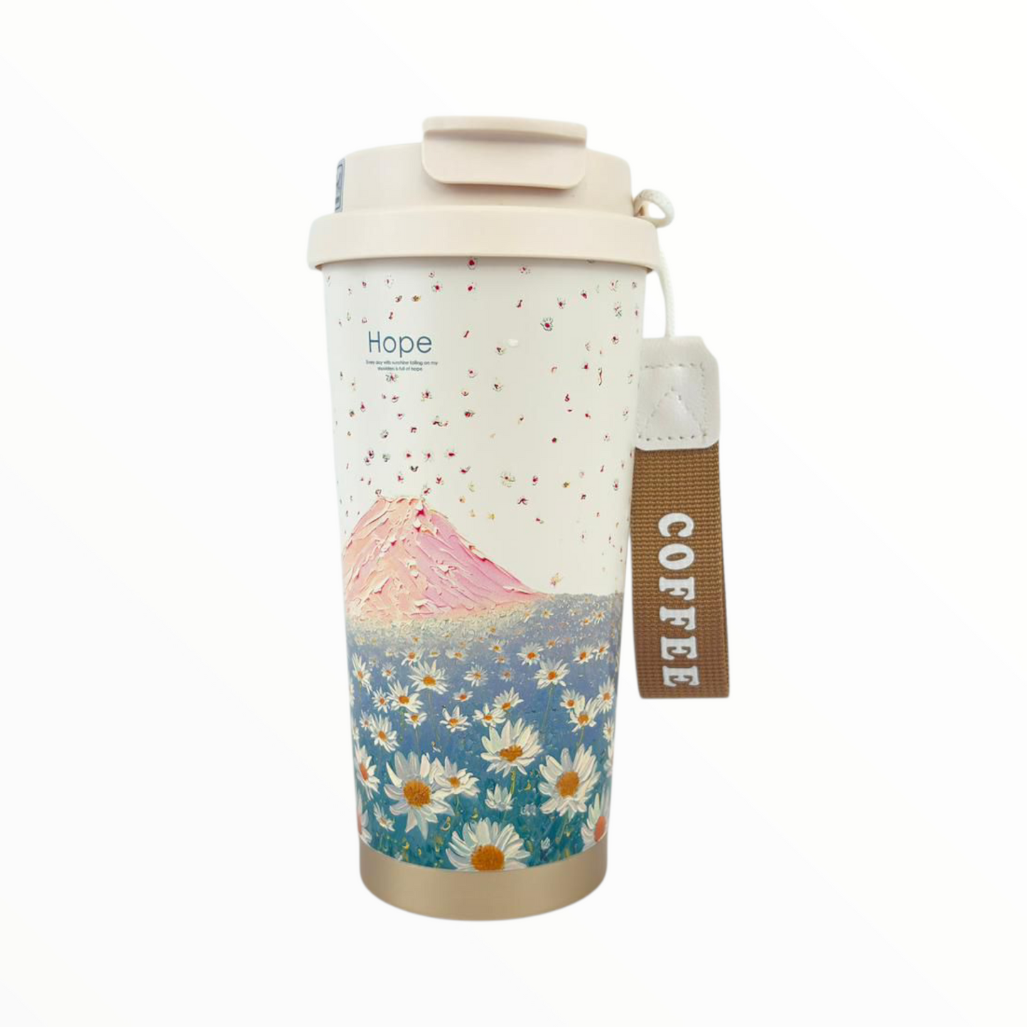 Hope Travel Tumbler – Leakproof Insulated Cup with Mountain & Daisy Design