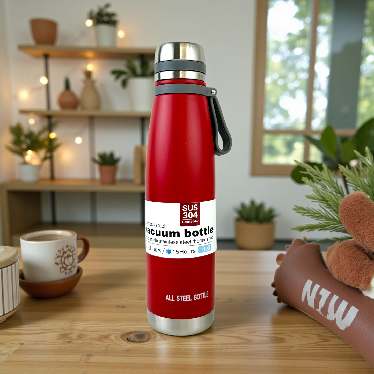 Stainless Steel Vacuum Thermos Bottle – 1L Insulated Hot & Cold Flask (15 Hours)