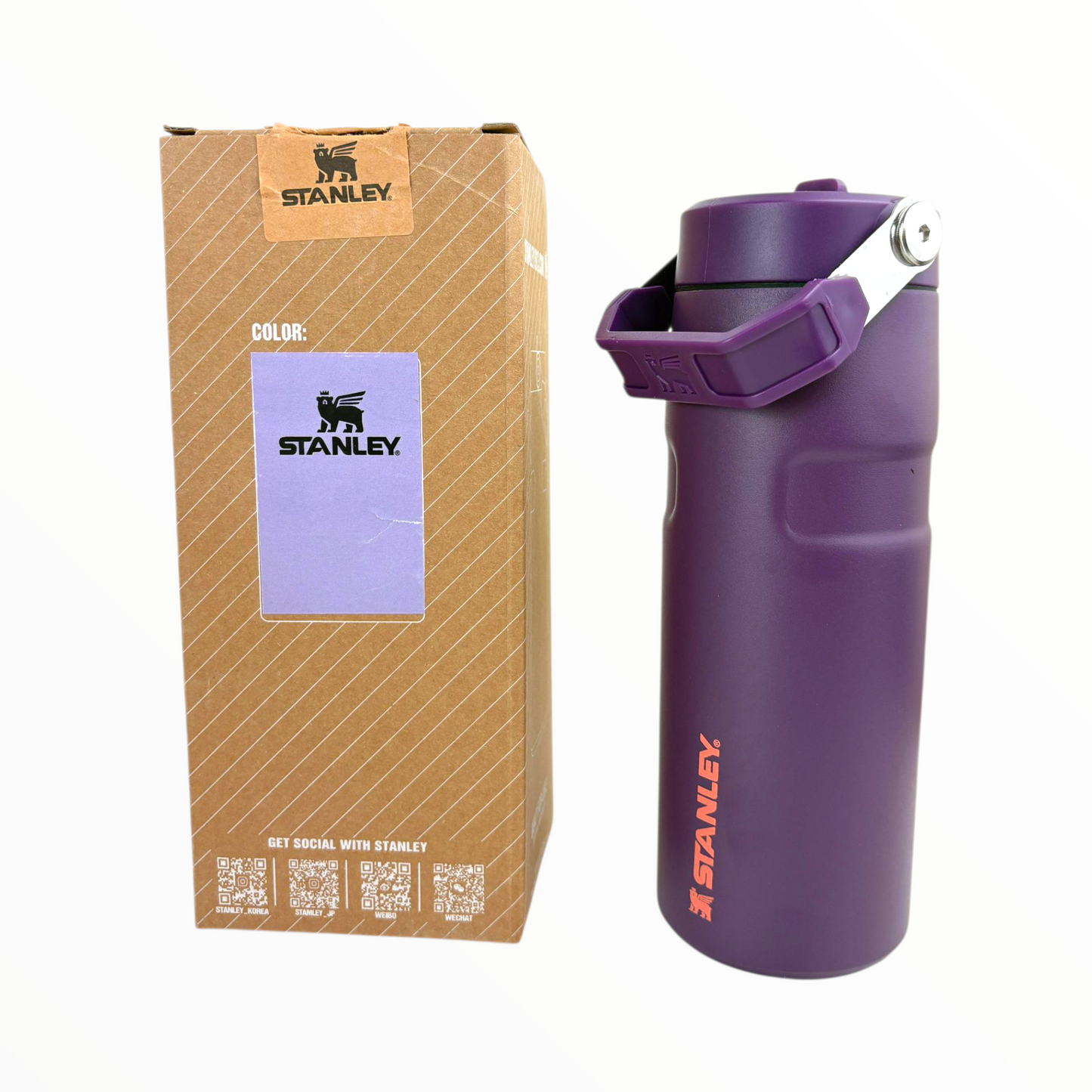 Stanley Style Purple Sports Water Bottle – 750ml Stainless Steel Insulated Flask with Flip Straw