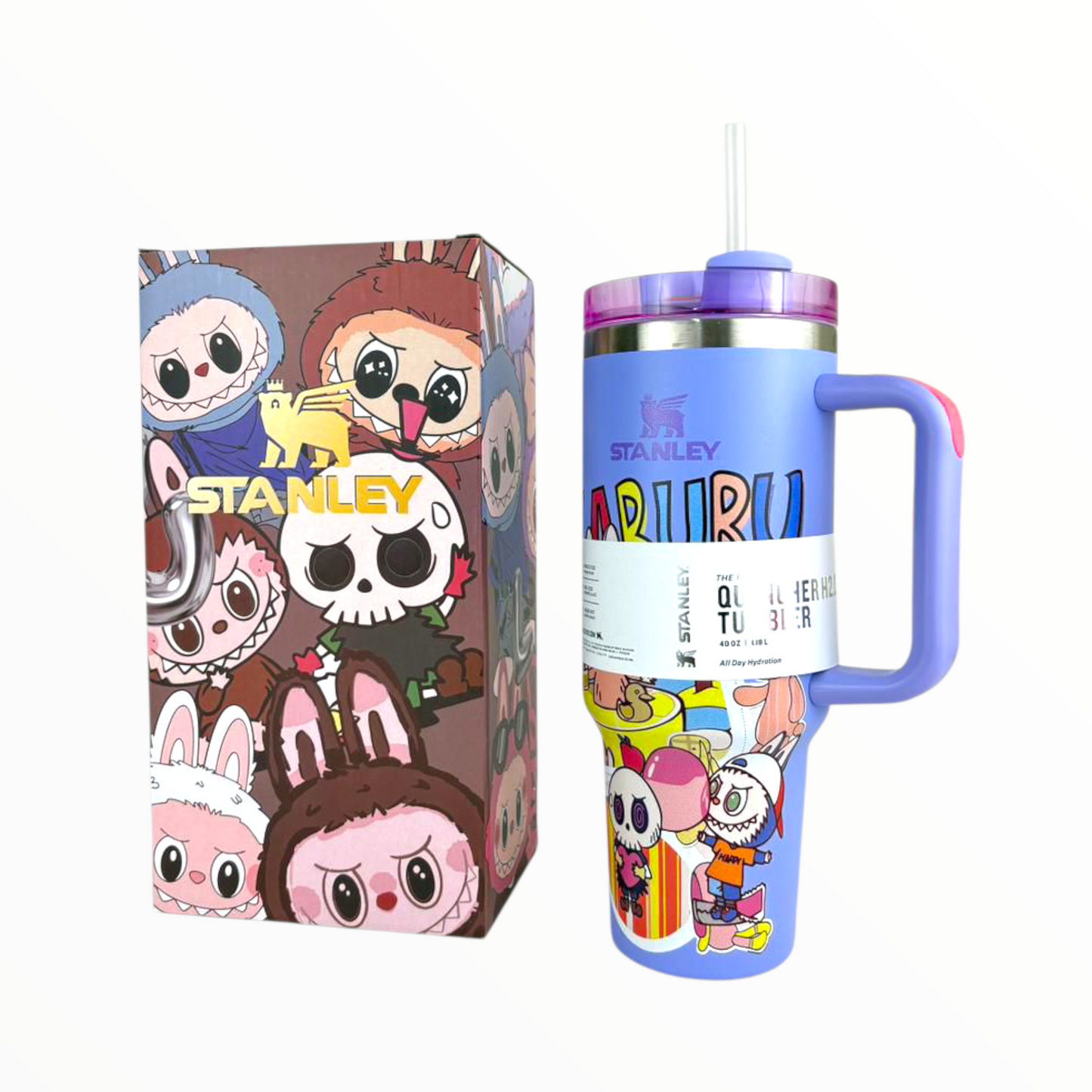 Stanley Cartoon Tumbler 40oz – Colorful Kids & Adults Hydration Cup with Straw and Handle