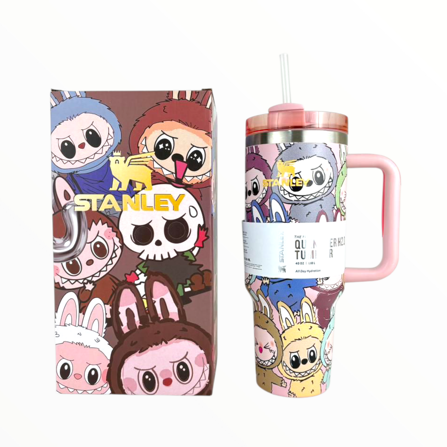 Stanley LABUBU Cartoon Tumbler 40oz – Insulated Hydration Cup with Handle & Straw
