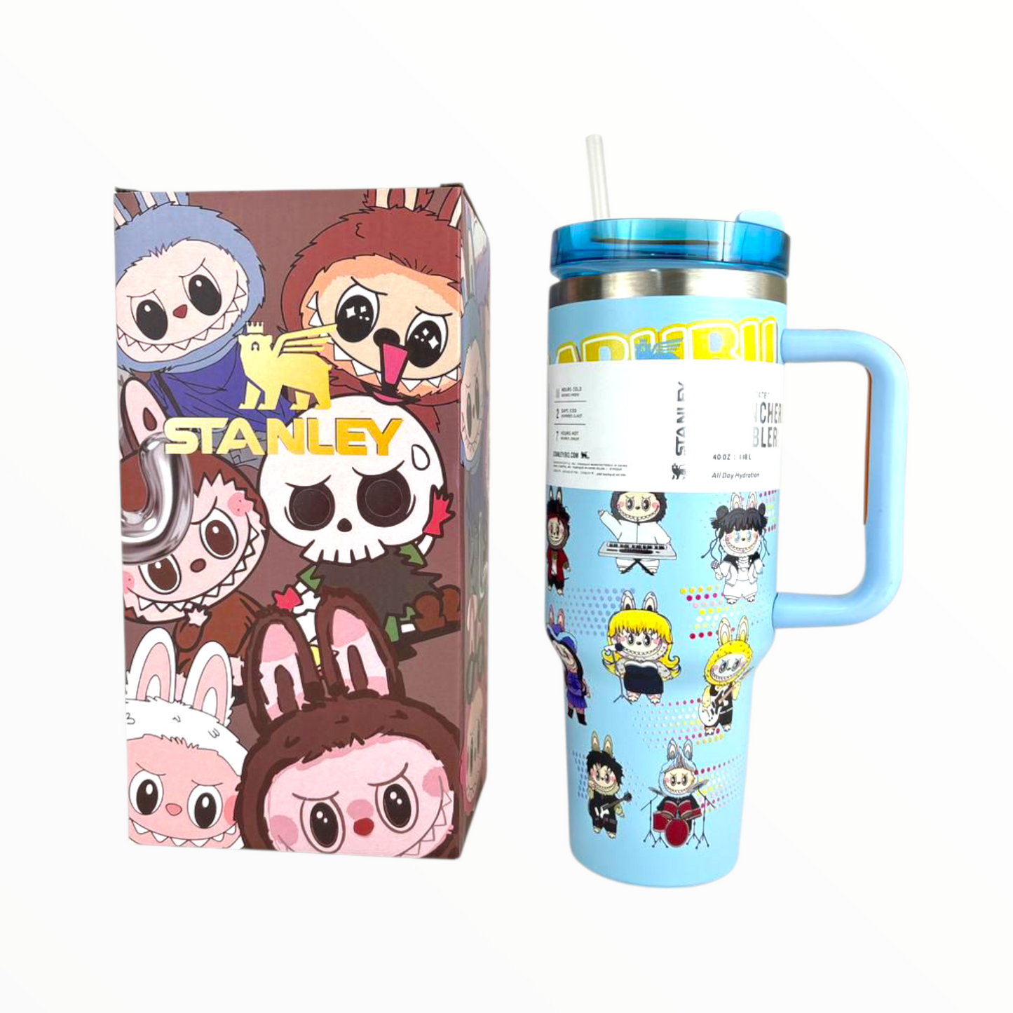Stanley LABUBU Cartoon Tumbler 40oz – Insulated Hydration Cup with Handle & Straw