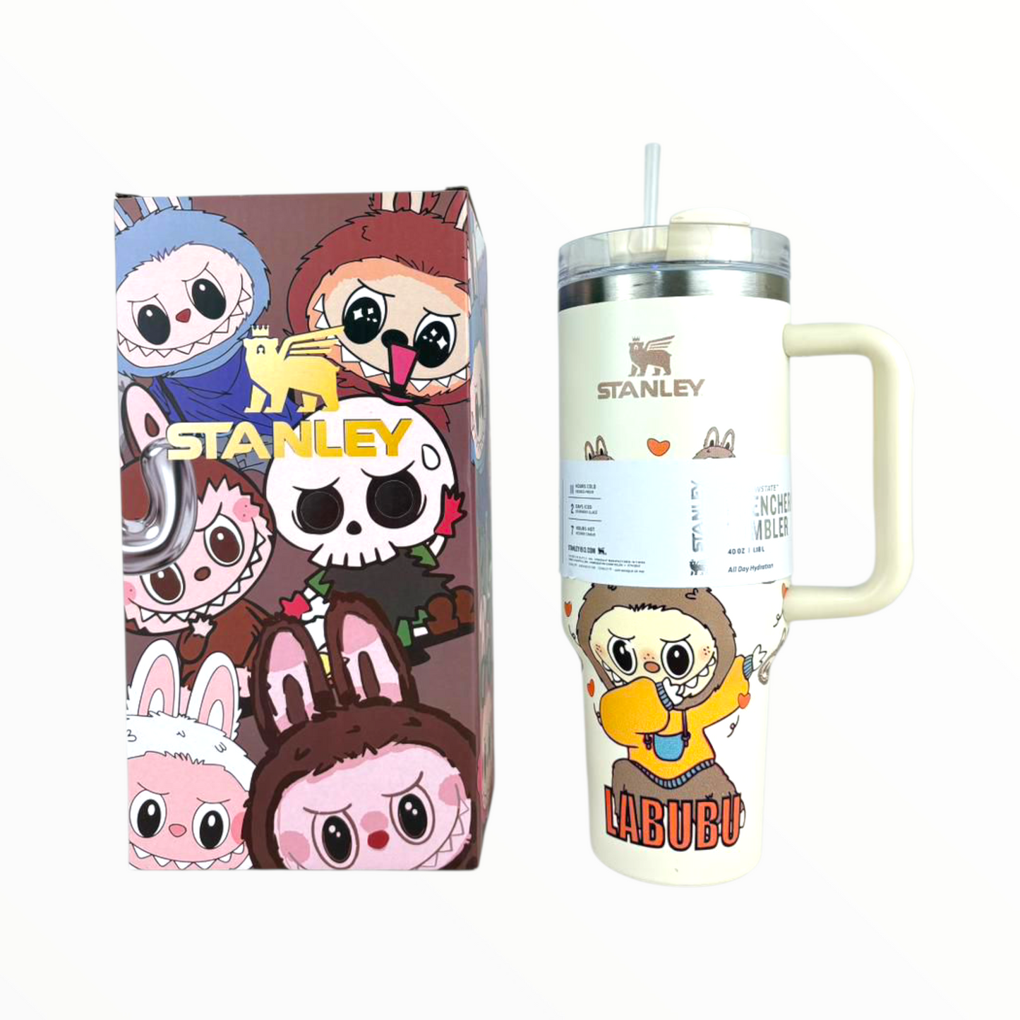 Stanley LABUBU Cartoon Tumbler 40oz – Insulated Hydration Cup with Handle & Straw
