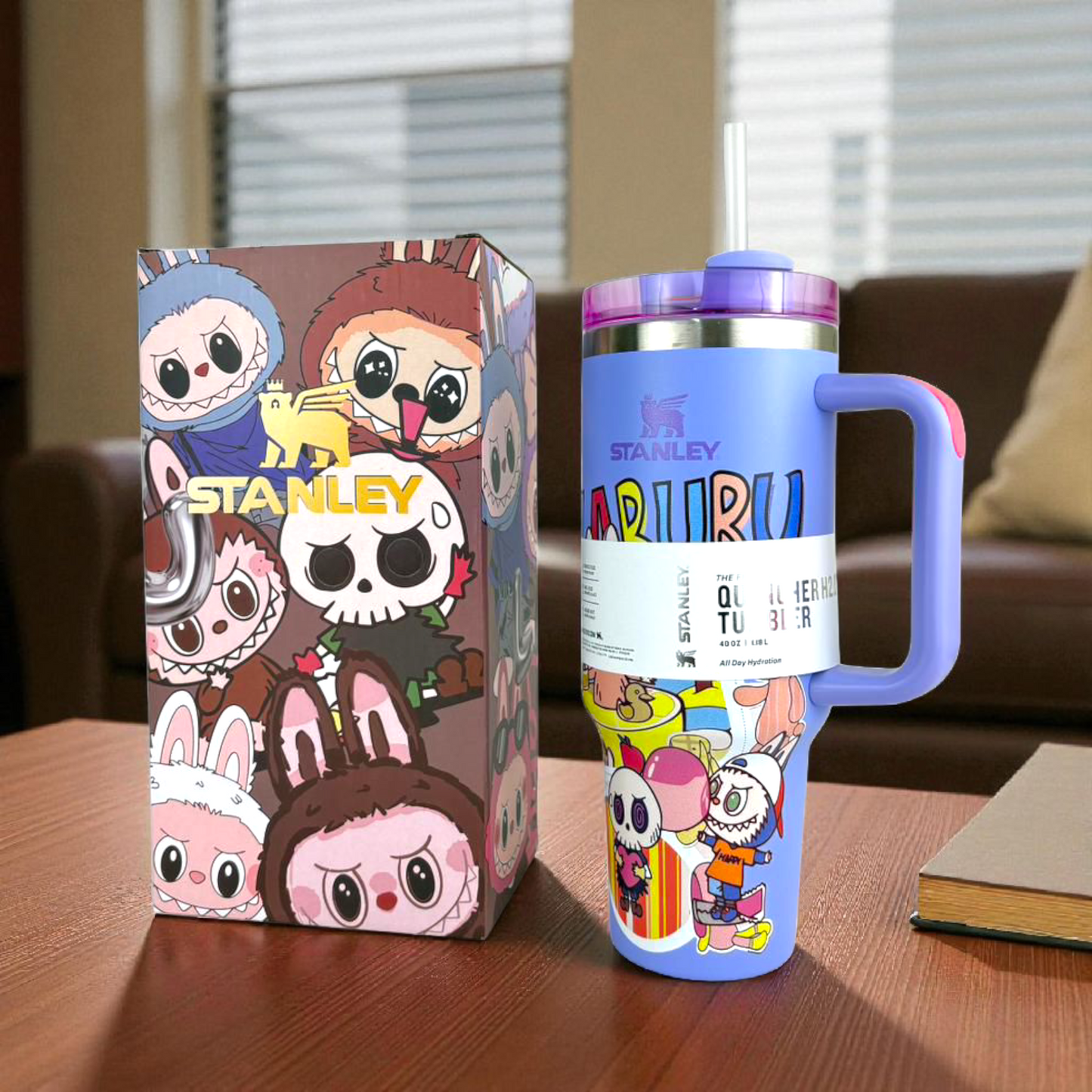 Stanley Cartoon Tumbler 40oz – Colorful Kids & Adults Hydration Cup with Straw and Handle