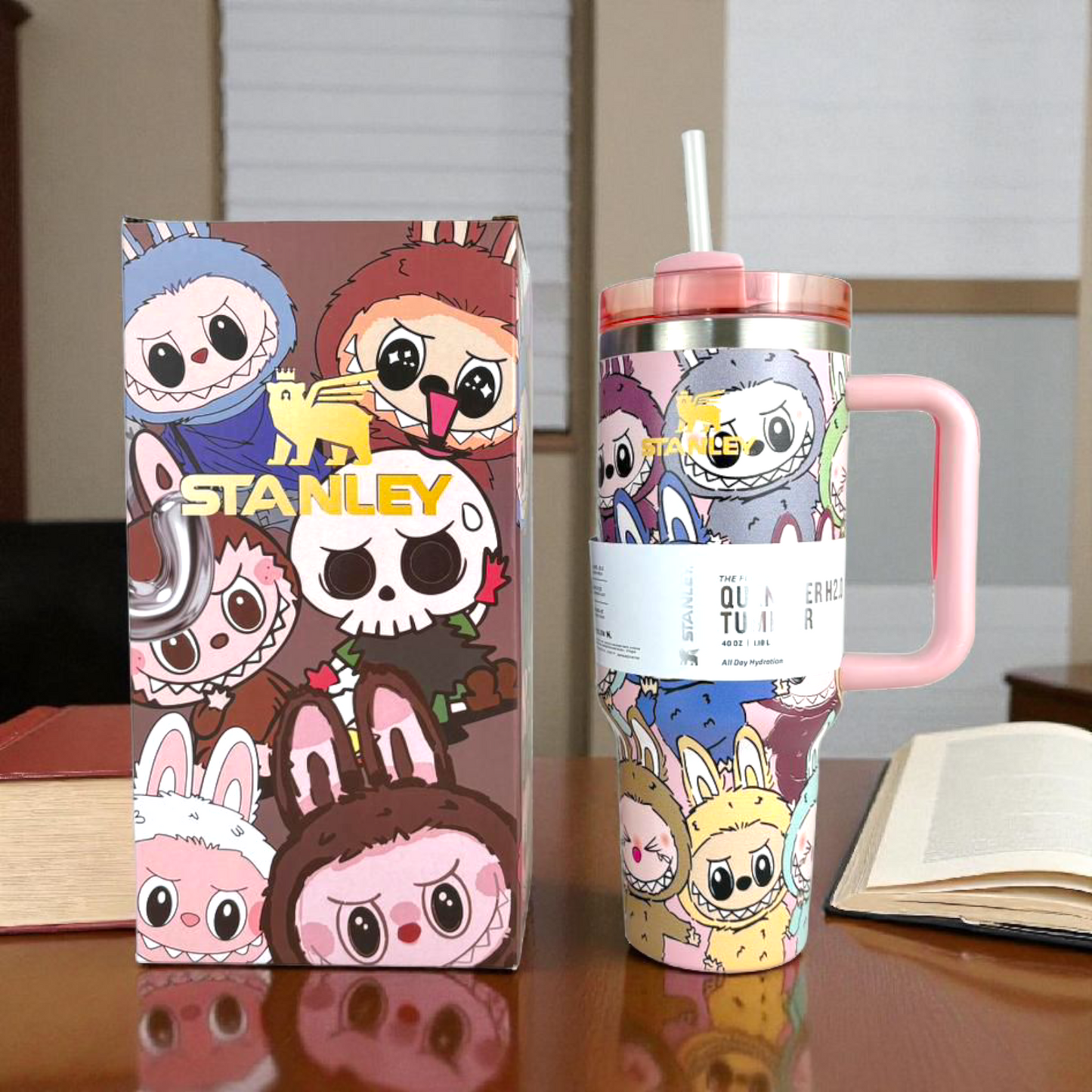 Stanley LABUBU Cartoon Tumbler 40oz – Insulated Hydration Cup with Handle & Straw