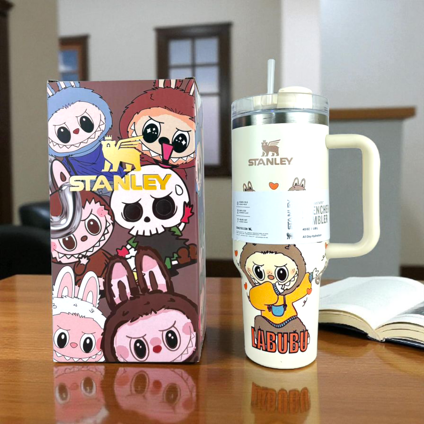 Stanley LABUBU Cartoon Tumbler 40oz – Insulated Hydration Cup with Handle & Straw