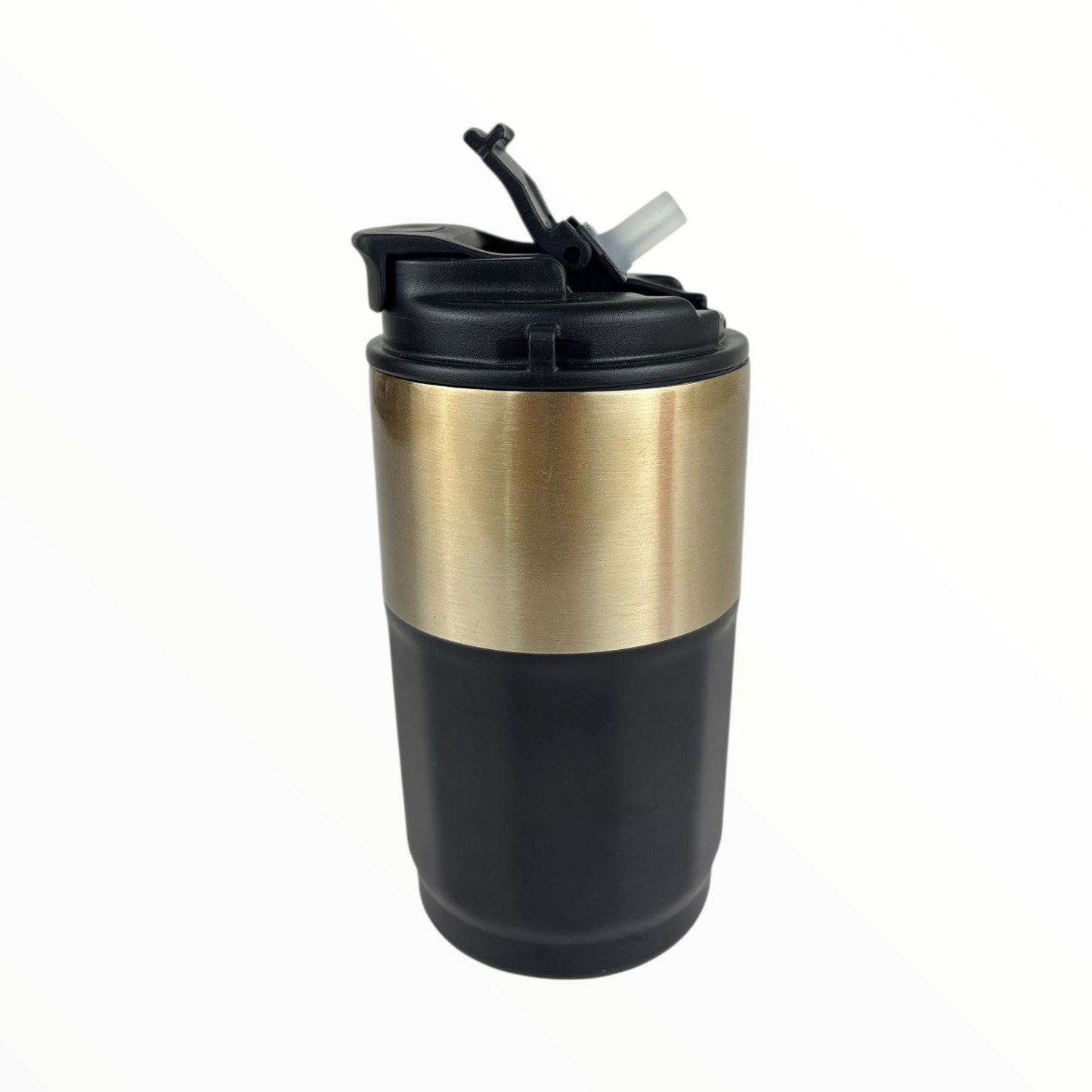 Premium Travel Coffee Tumbler with Handle Strap – Double Wall Leak-Proof Thermal Cup (black & Gold)
